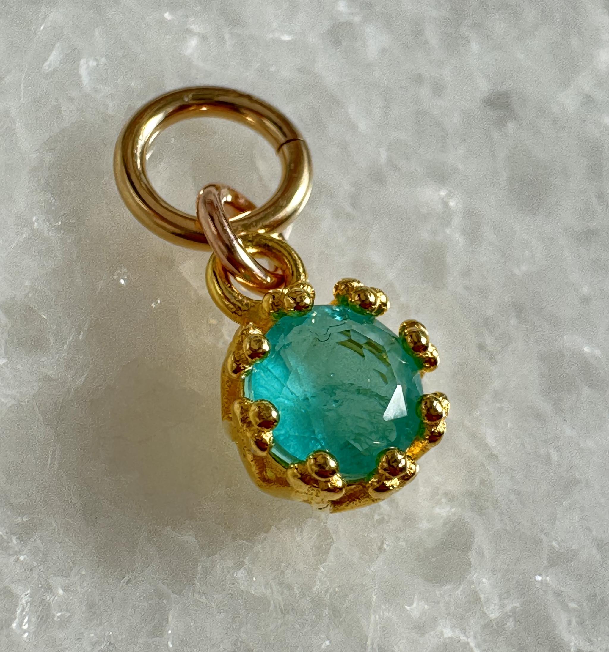 Lumière Gem 人工パライバ ダレットクリスタル チャーム 5mm SV925 18Kgp× 14Kgf