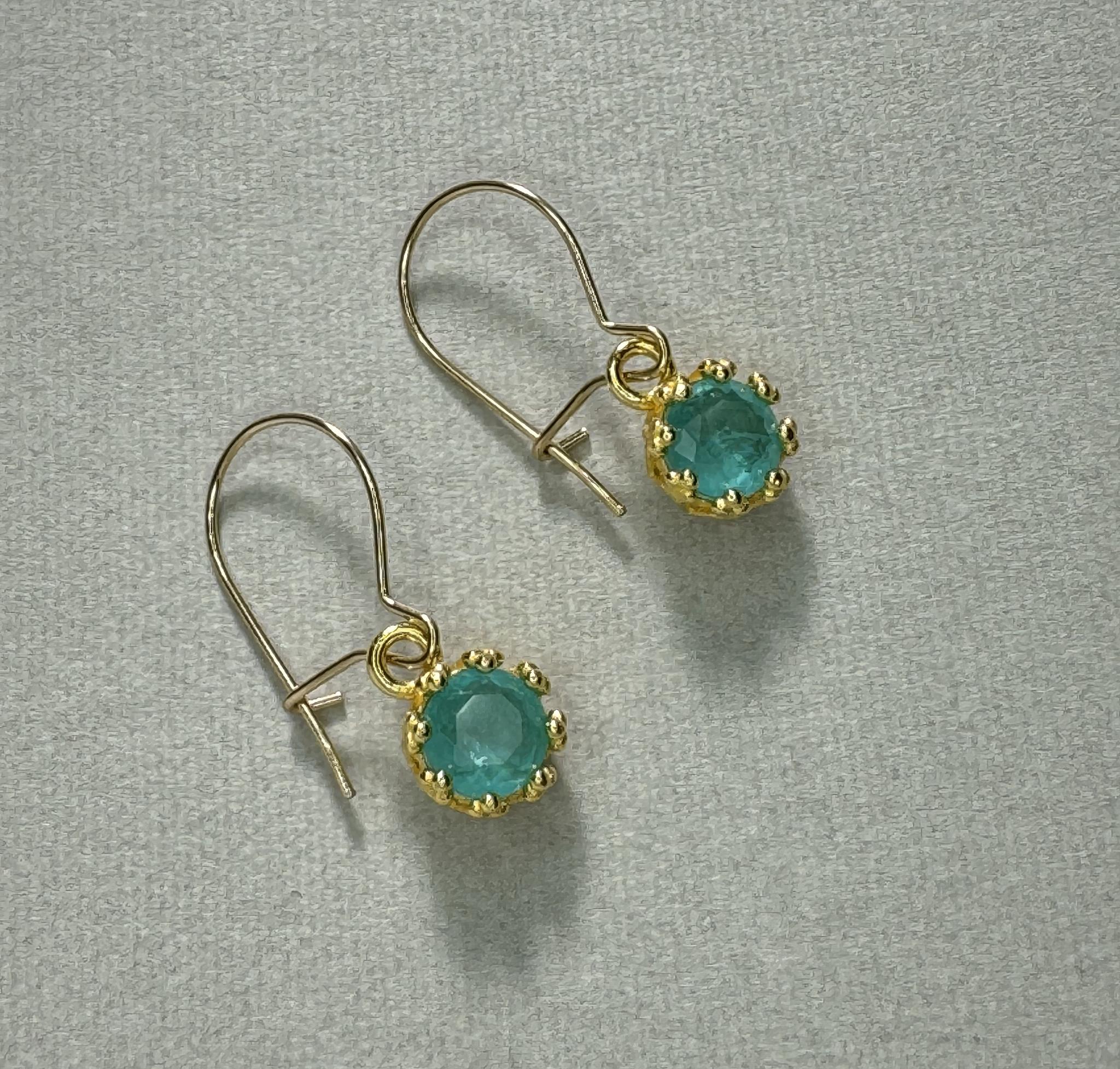 Lumière Gem｜人工パライバトルマリン フックピアス／イヤリング ダブレットクリスタル 5mm　選択可