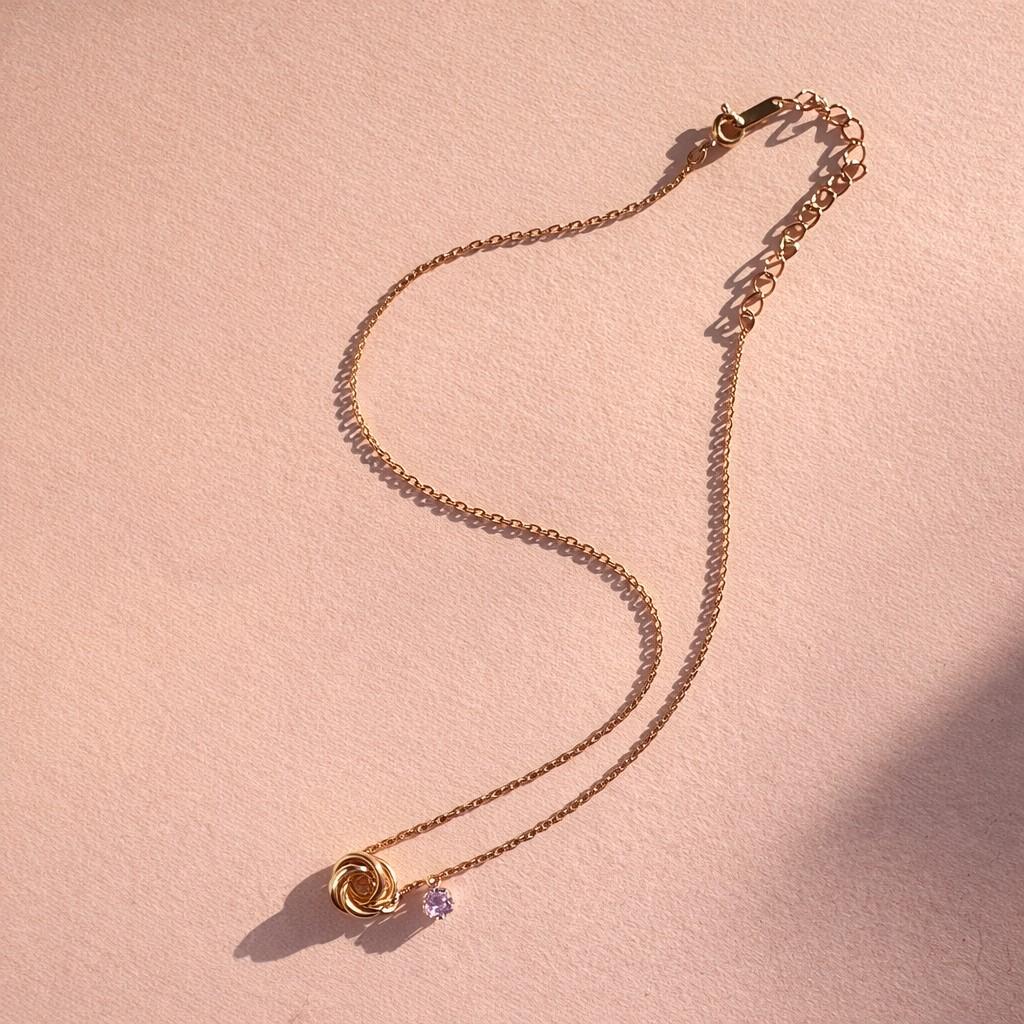 Sakura Trinity Necklace サクラピンクモアサナイト × トリニティリング 金属アレルギー / 4色 | 16枚目