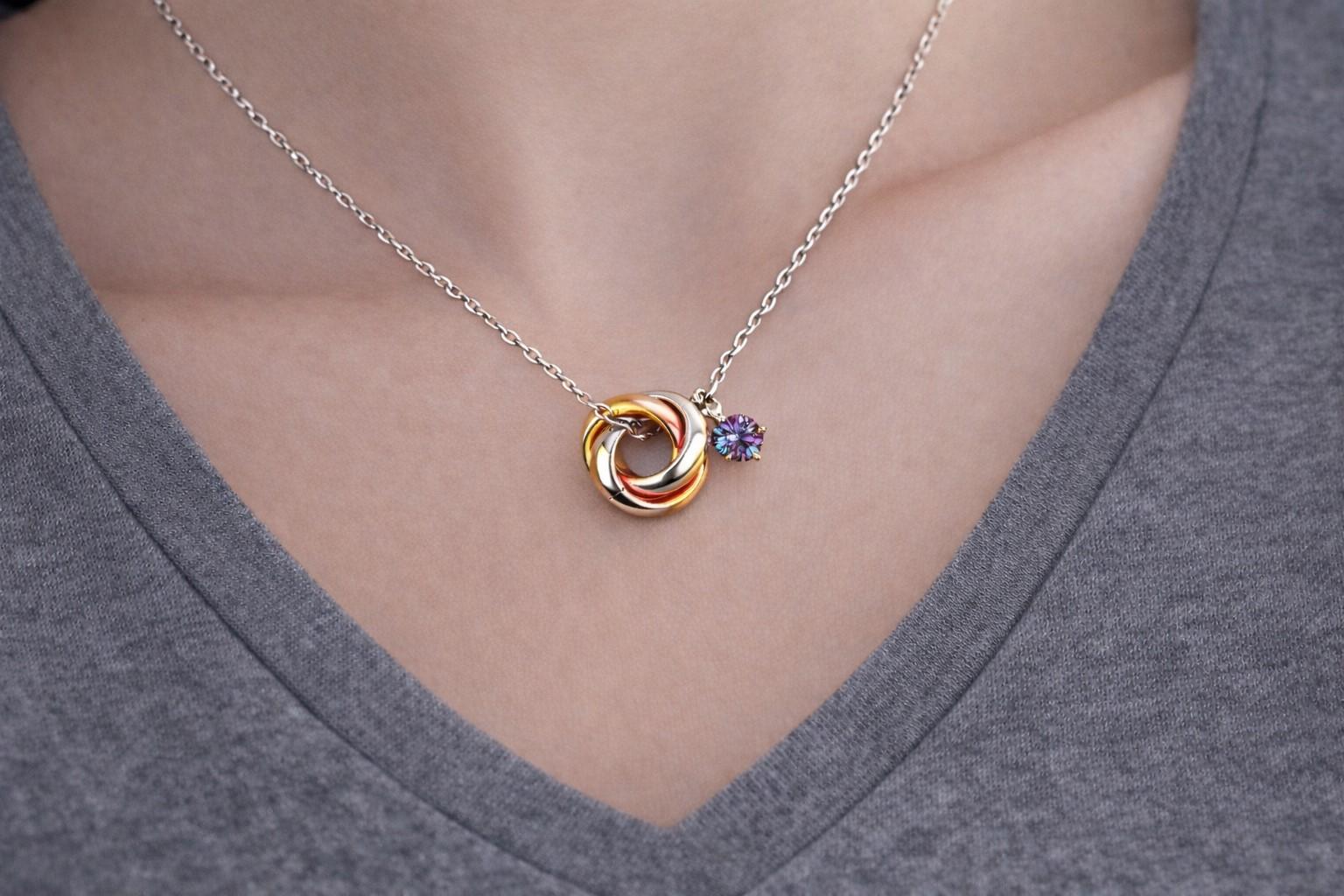Alexandrite Trinity Necklace  カラーチェンジ アレキサンドライト 〈チョクラルスキー法〉 | 2枚目