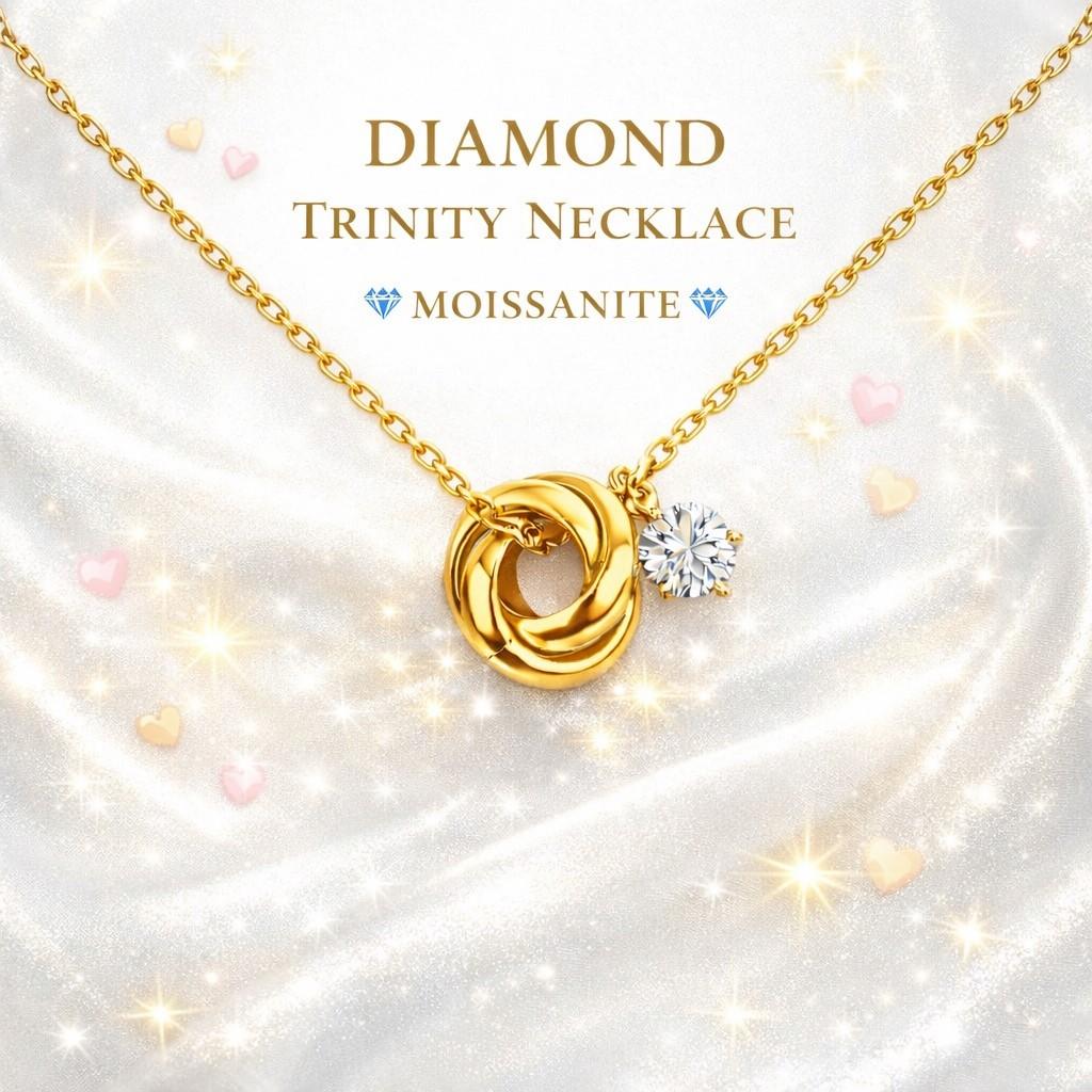 Diamond Trinity Necklace Dカラー モアサナイト x トリニティネックレス 　選べる長さ・カラー
