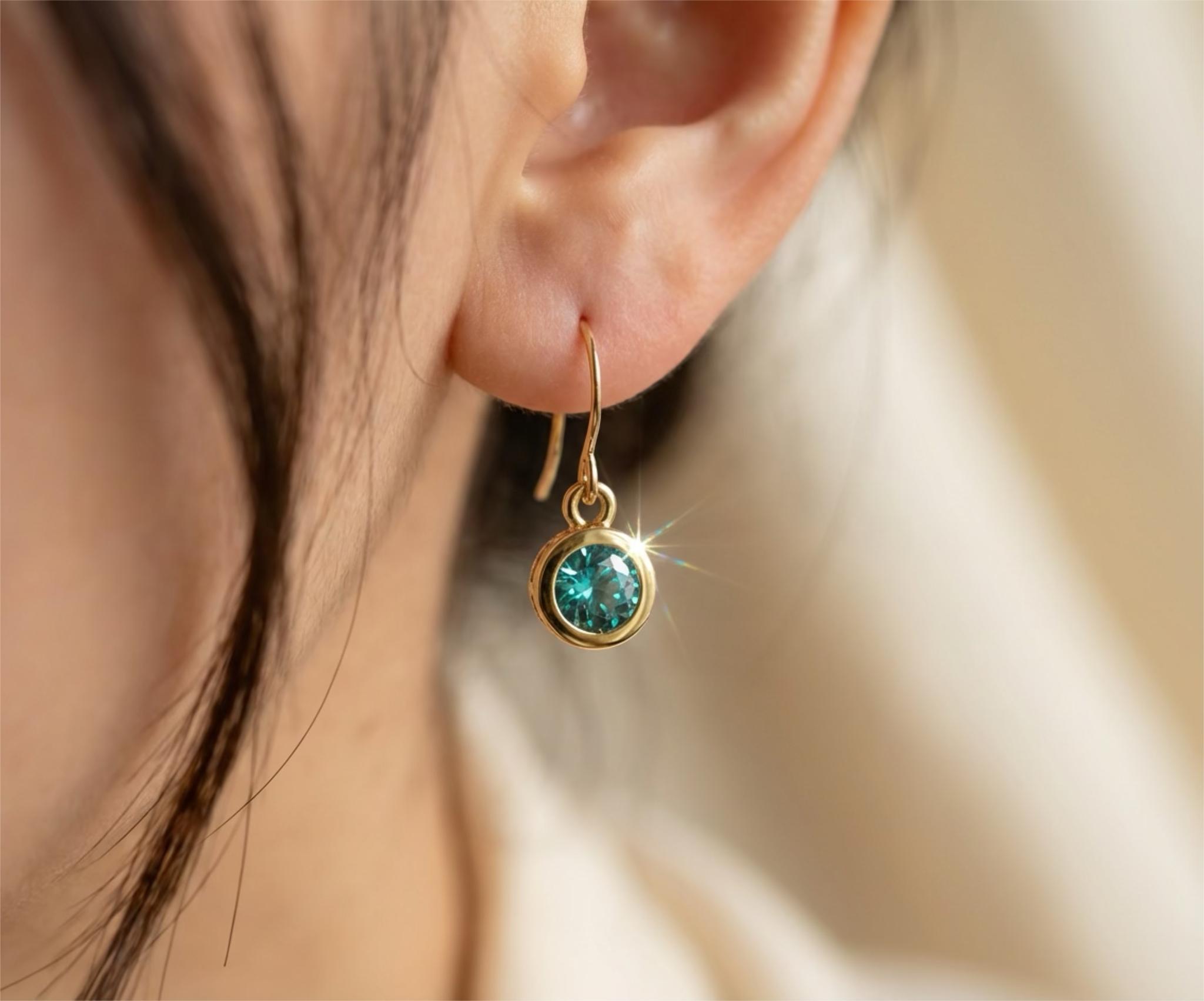 モアサナイト｜人工パライバトルマリン フックピアス／イヤリング  4mm　選択可　14Kgf他 | 10枚目