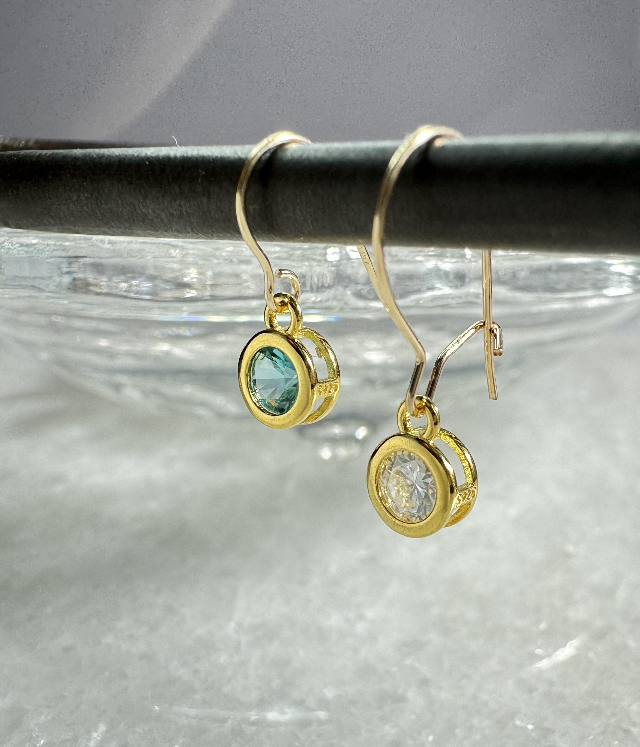 モアサナイト｜人工パライバトルマリン フックピアス／イヤリング  4mm　選択可　14Kgf他 | 2枚目