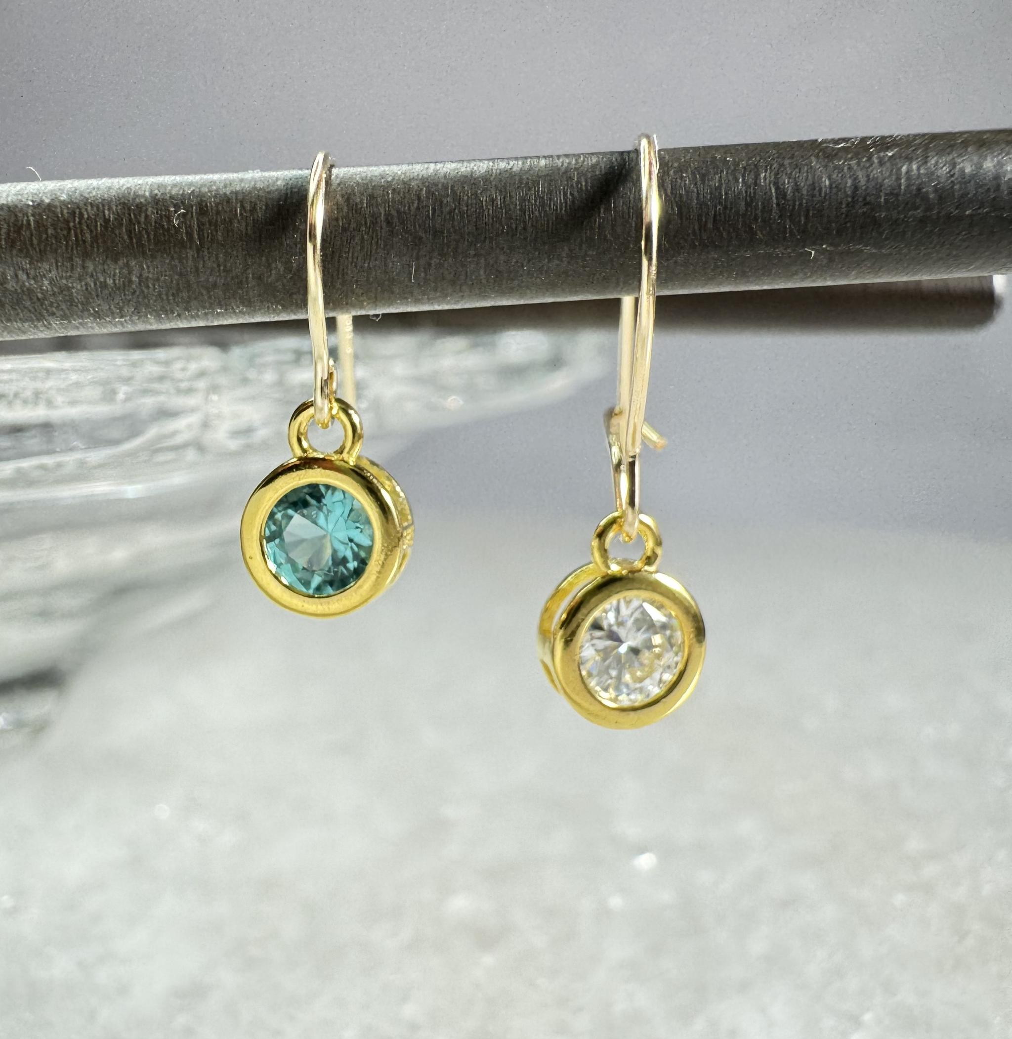 モアサナイト｜人工パライバトルマリン フックピアス／イヤリング  4mm　選択可　14Kgf他 | 3枚目