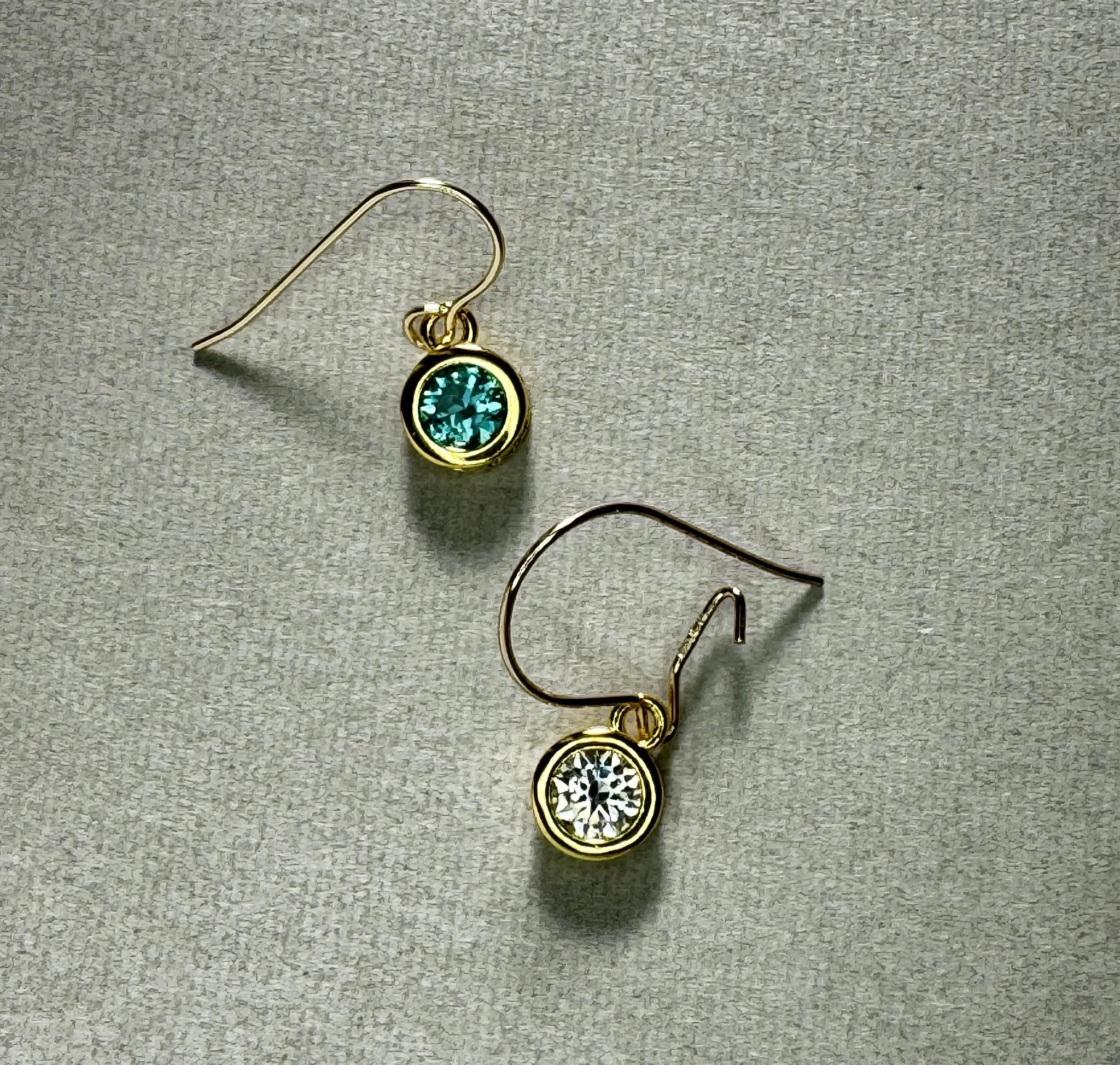 モアサナイト｜人工パライバトルマリン フックピアス／イヤリング  4mm　選択可　14Kgf他 | 4枚目