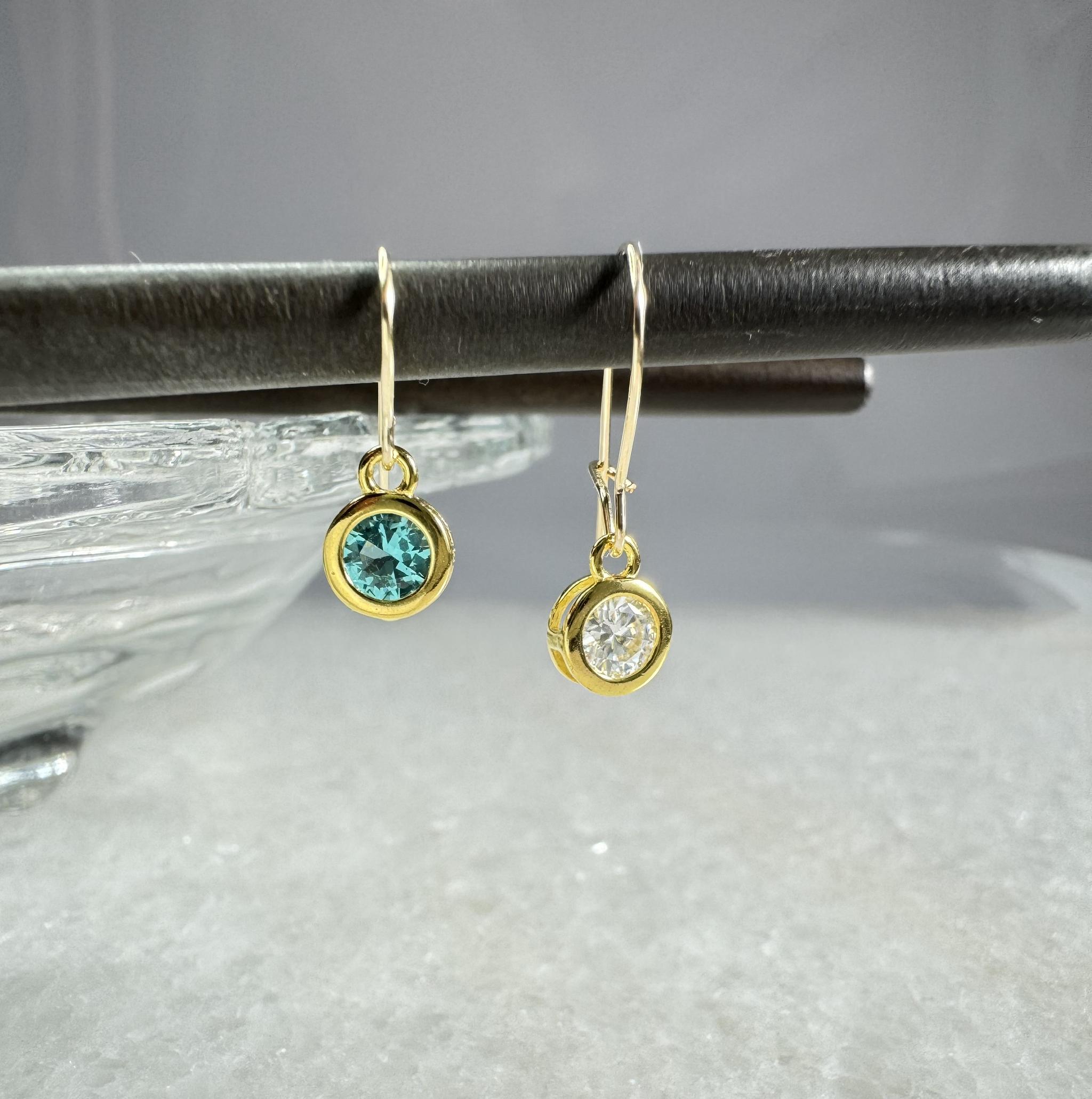 モアサナイト｜人工パライバトルマリン フックピアス／イヤリング  4mm　選択可　14Kgf他 | 5枚目