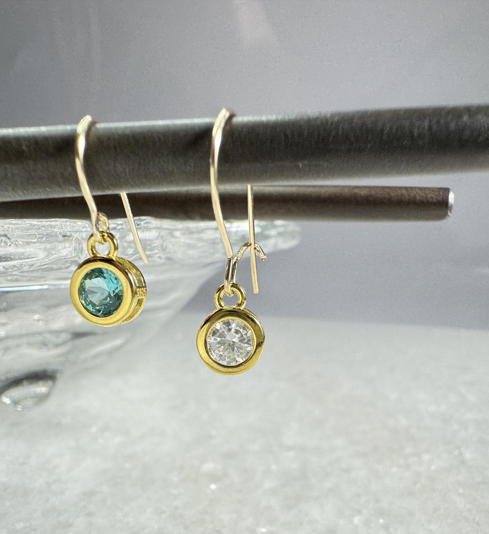 モアサナイト｜人工パライバトルマリン フックピアス／イヤリング  4mm　選択可　14Kgf他 | 6枚目