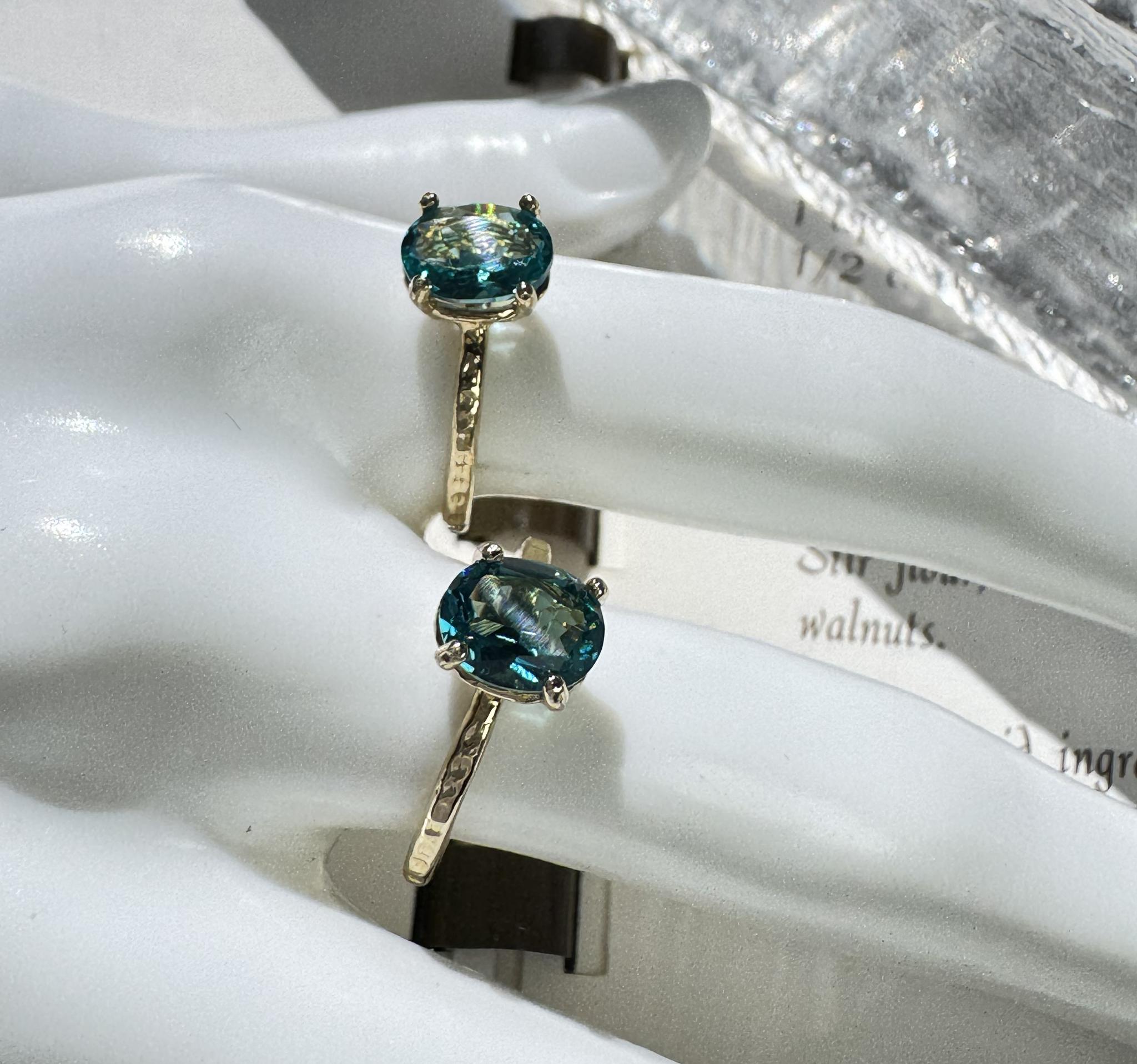 ネオンブルー リング制作キット｜初心者OK｜8×6mm パライバ ナノクリスタル｜真鍮フリーサイズ｜簡単ハンドメイド | 10枚目