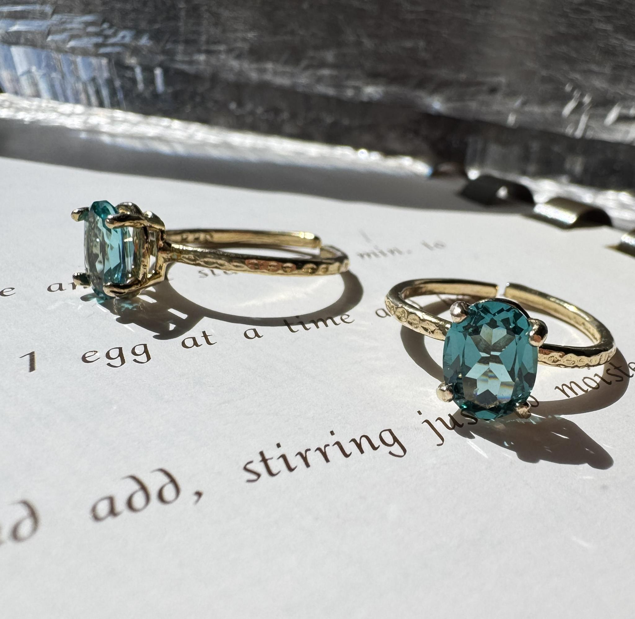 ネオンブルー リング制作キット｜初心者OK｜8×6mm パライバ ナノクリスタル｜真鍮フリーサイズ｜簡単ハンドメイド | 11枚目