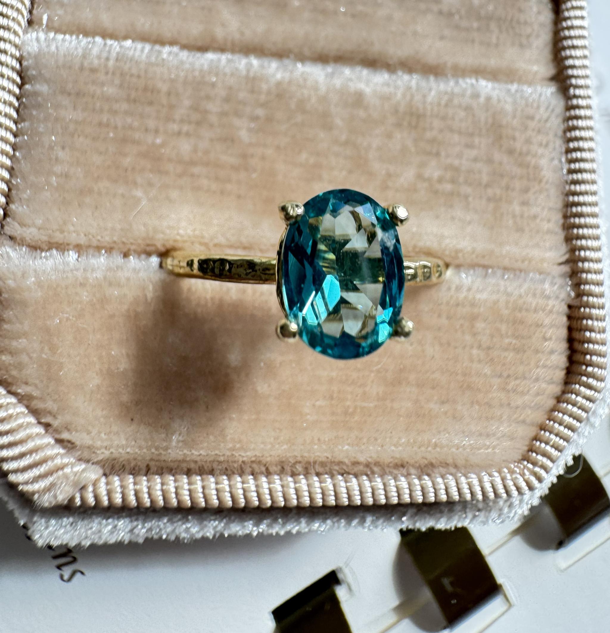 ネオンブルー リング制作キット｜初心者OK｜8×6mm パライバ ナノクリスタル｜真鍮フリーサイズ｜簡単ハンドメイド | 7枚目