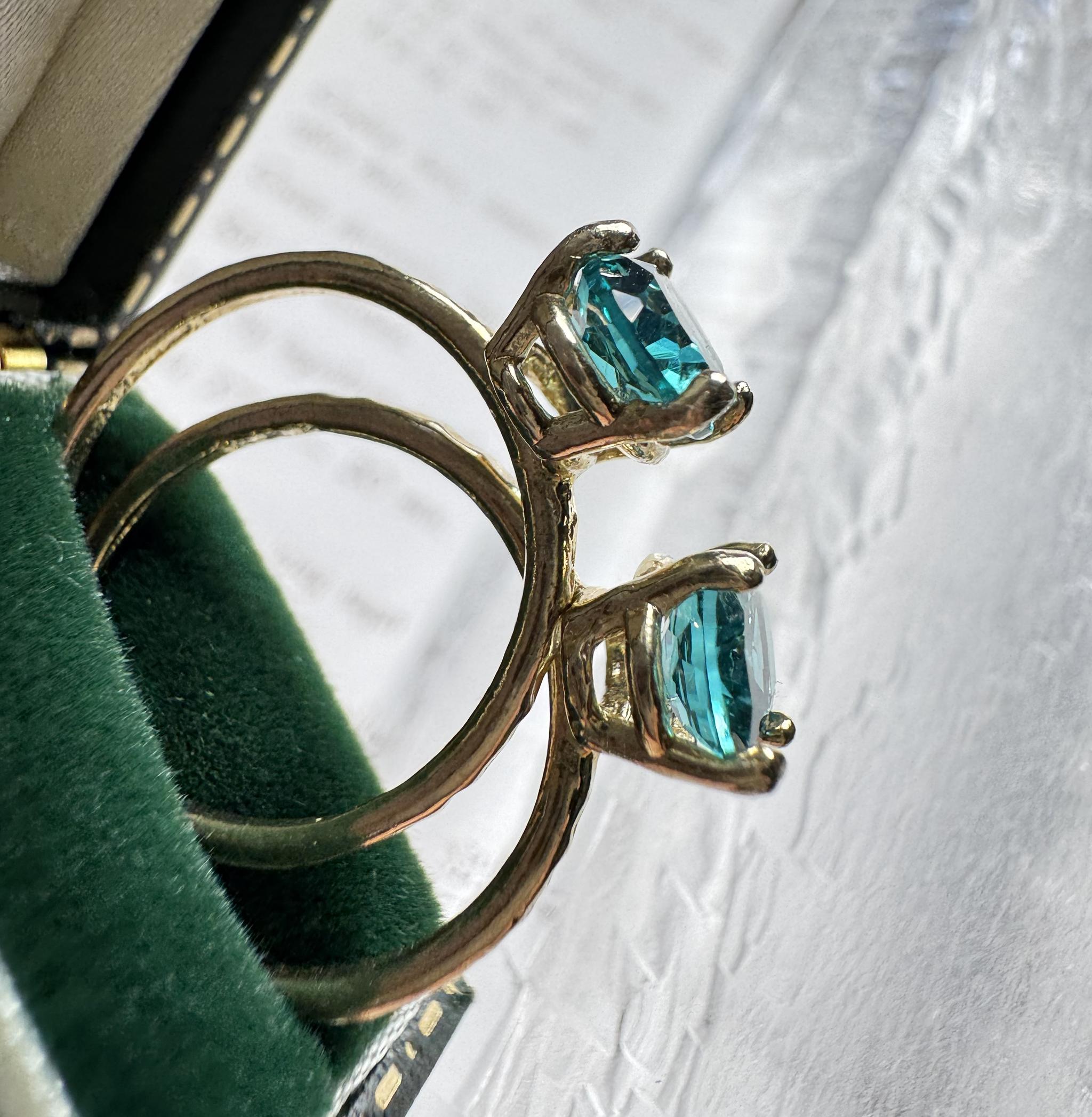 ネオンブルー リング制作キット｜初心者OK｜8×6mm パライバ ナノクリスタル｜真鍮フリーサイズ｜簡単ハンドメイド | 8枚目