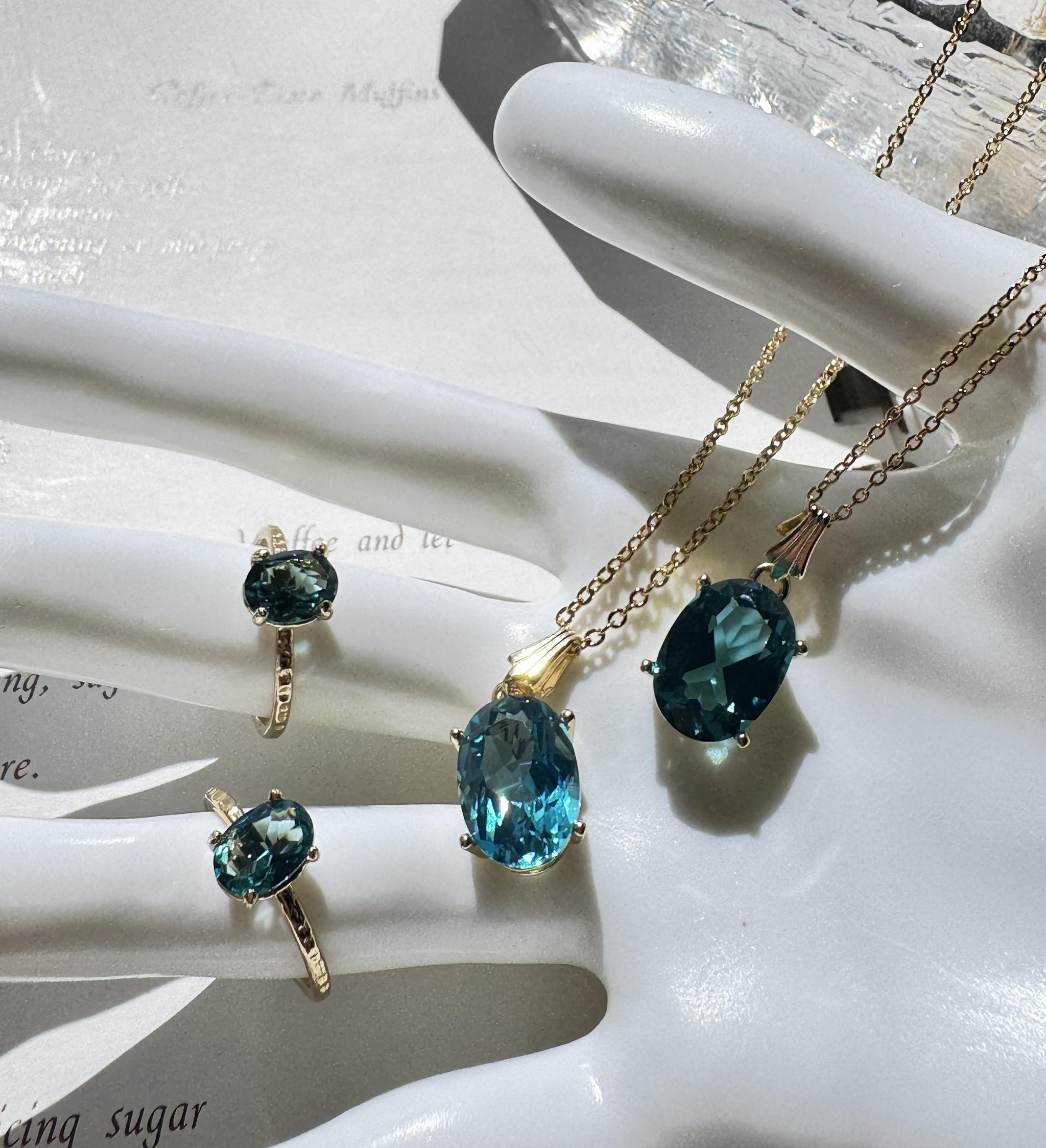 ネオンブルー パライバカラーリング｜8×6mm 高輝度ナノクリスタル｜真鍮フリーサイズリング | 13枚目