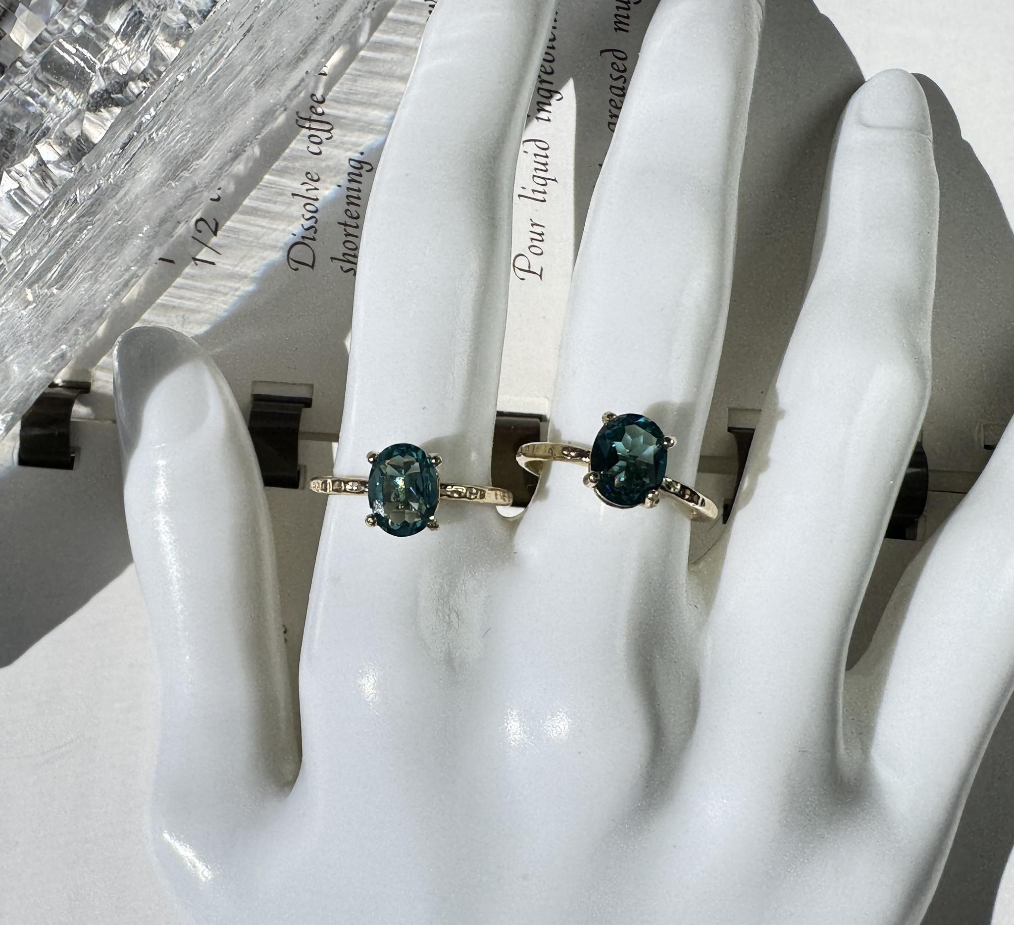 ネオンブルー パライバカラーリング｜8×6mm 高輝度ナノクリスタル｜真鍮フリーサイズリング | 14枚目