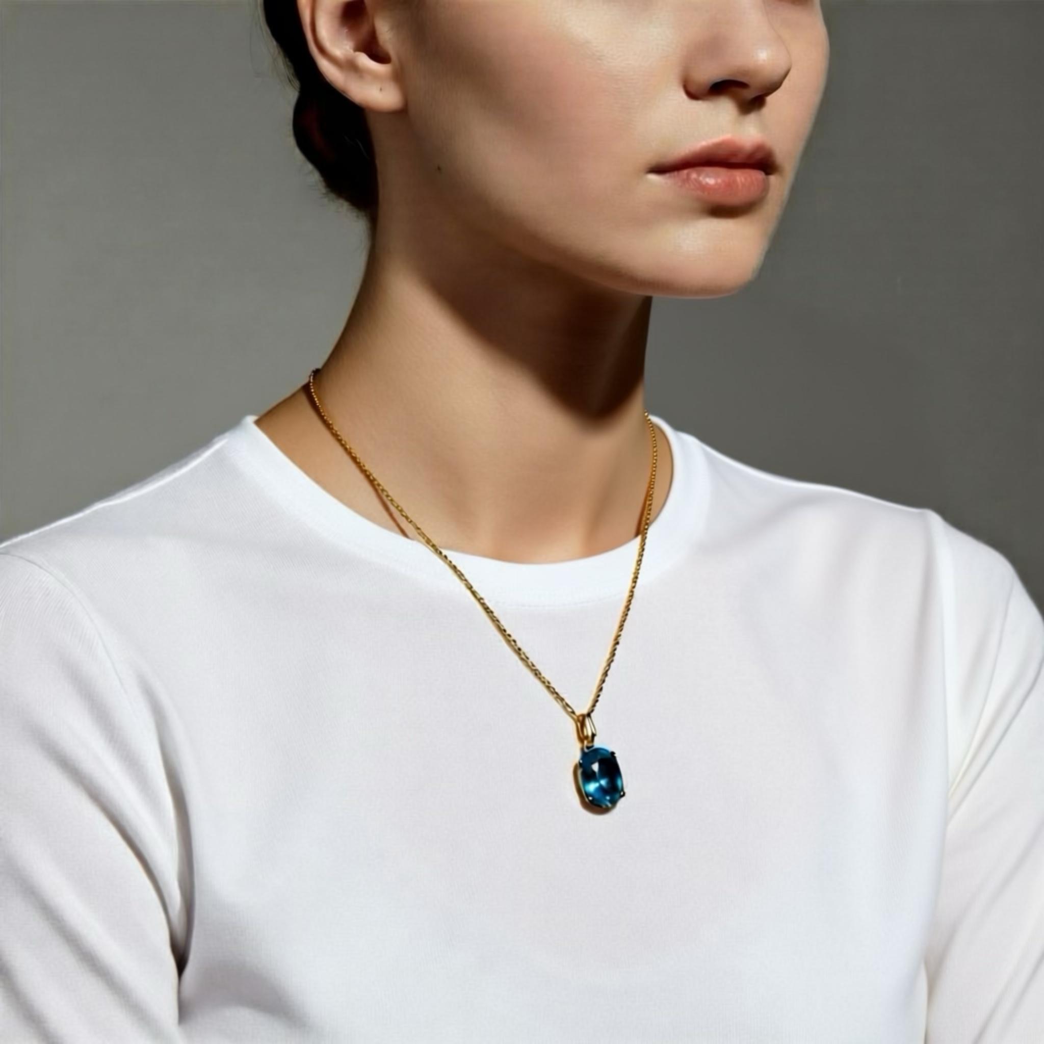 Forever Glow ネオンブルー 高品質パライバカラー ネックレス 大粒14×10mm チェーン選べる　2色 | 10枚目