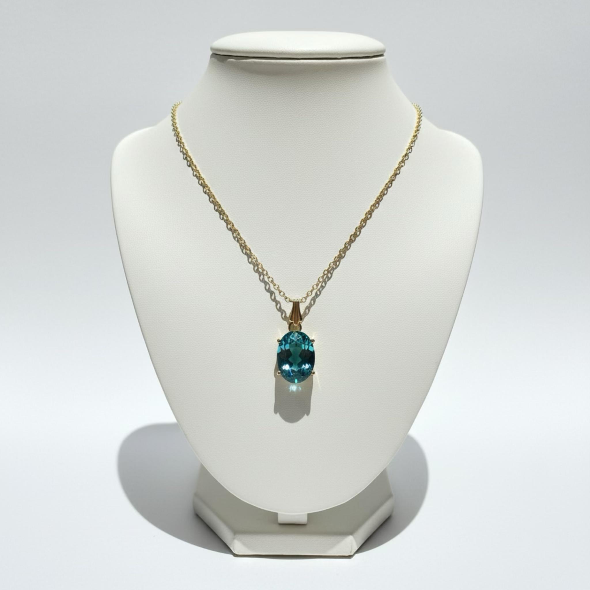 Forever Glow ネオンブルー 高品質パライバカラー ネックレス 大粒14×10mm チェーン選べる　2色 | 12枚目