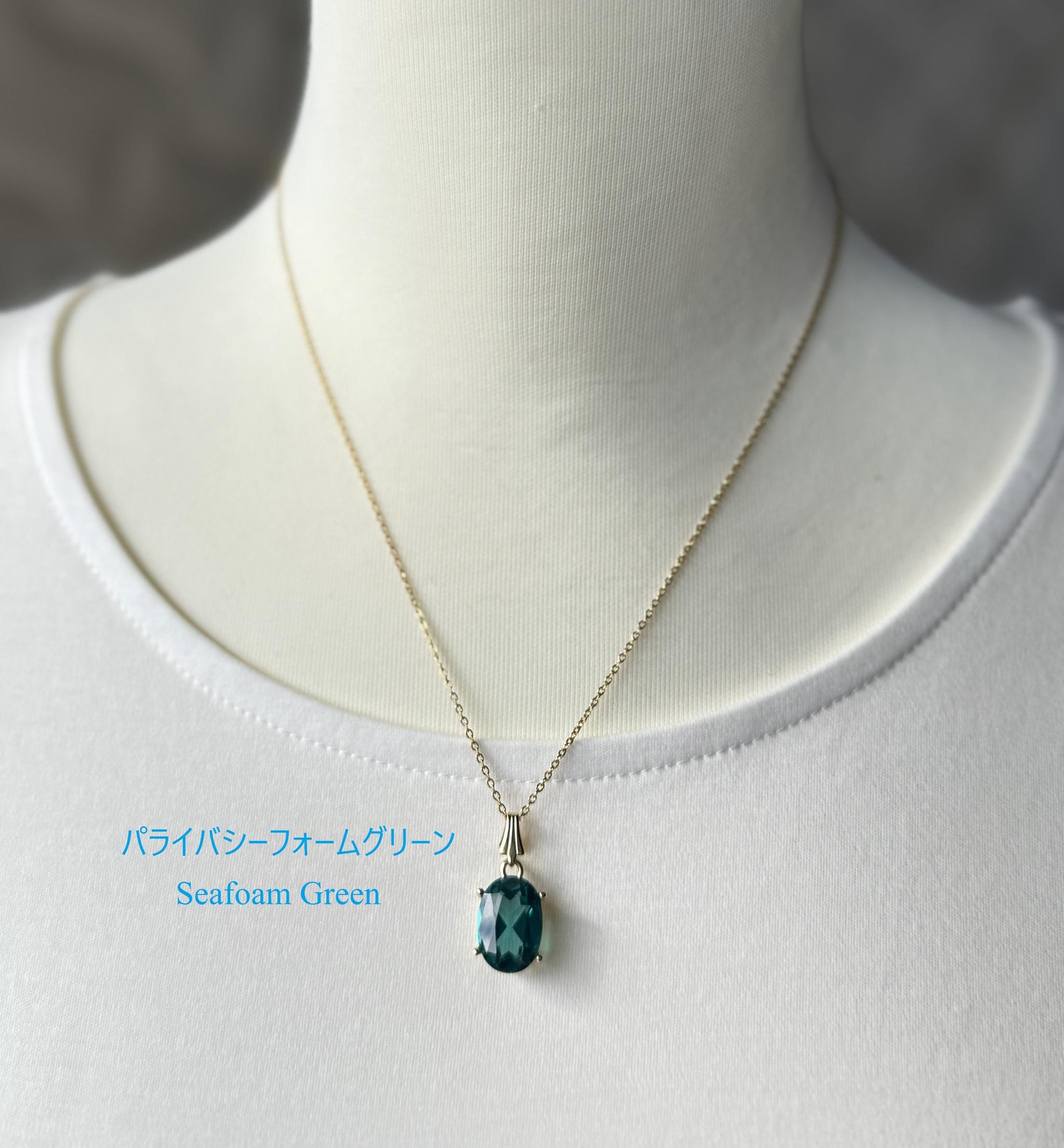 Forever Glow ネオンブルー 高品質パライバカラー ネックレス 大粒14×10mm チェーン選べる　2色 | 13枚目