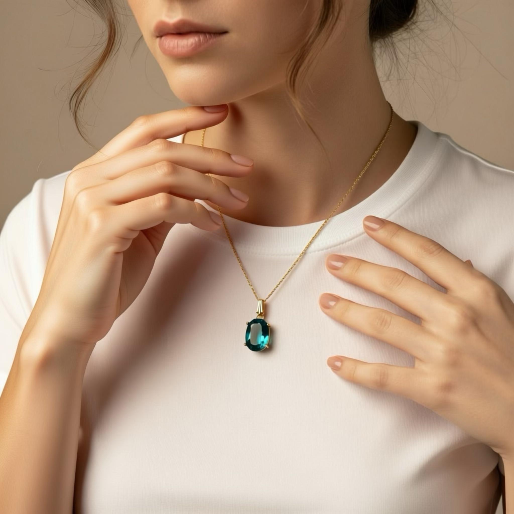 Forever Glow ネオンブルー 高品質パライバカラー ネックレス 大粒14×10mm チェーン選べる　2色 | 18枚目