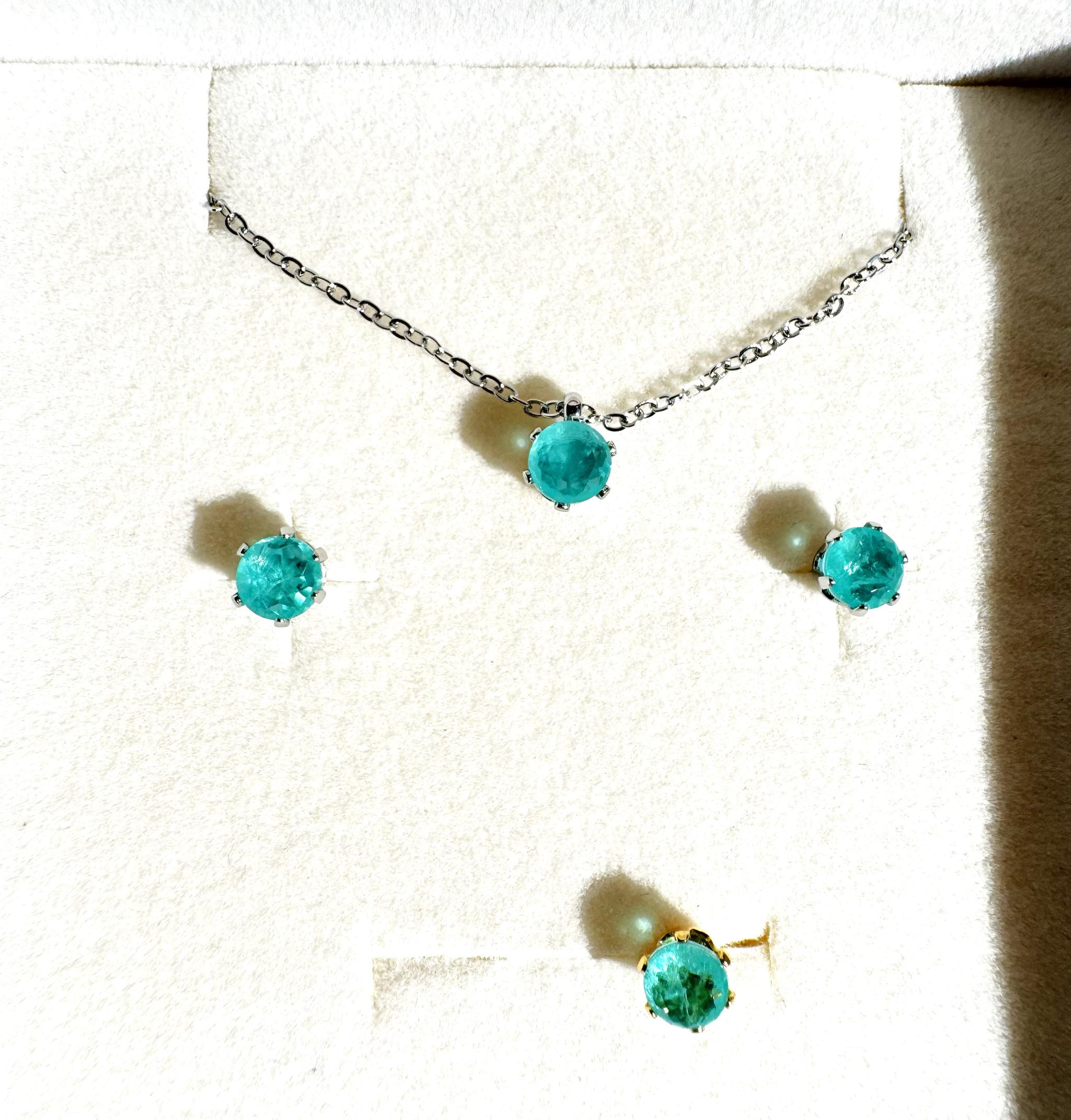 ネオンブルーの輝き 一粒ジュエリーセット 5mm｜ダブレットクリスタル｜316L｜Lumière Gem｜送料込み | 4枚目