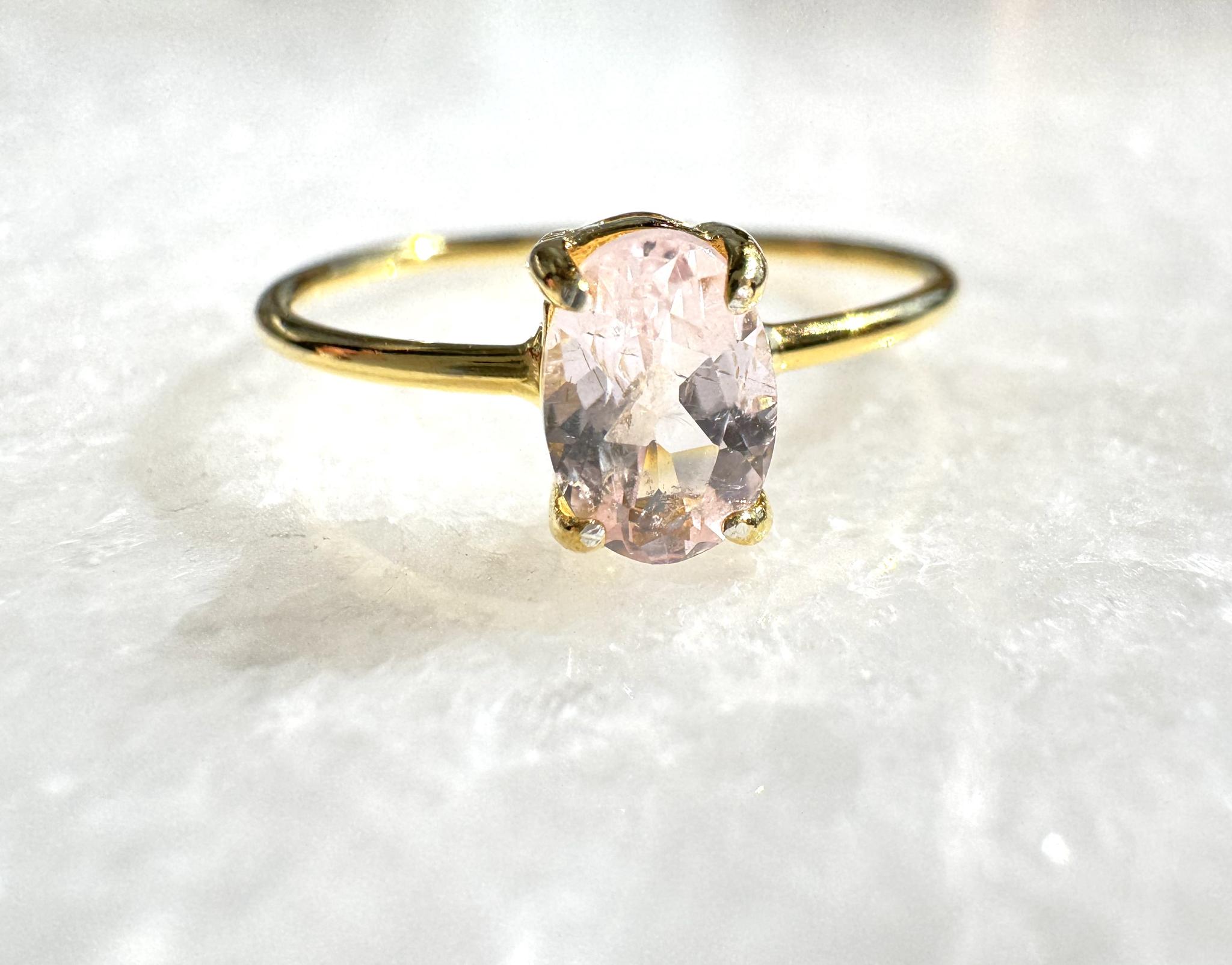 桜色モルガナイト ネックレス＆リングセット｜6×4mm｜モザンビーク産｜春限定2点｜K18ゴールドコーティング | 5枚目