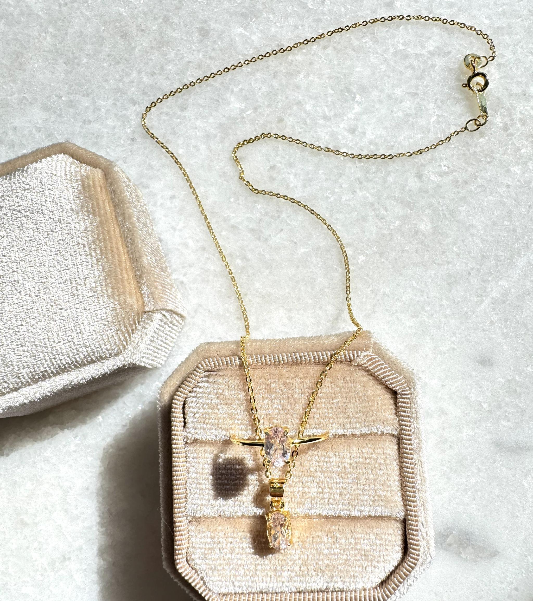 桜色モルガナイト ネックレス＆リングセット｜6×4mm｜モザンビーク産｜春限定2点｜K18ゴールドコーティング | 7枚目