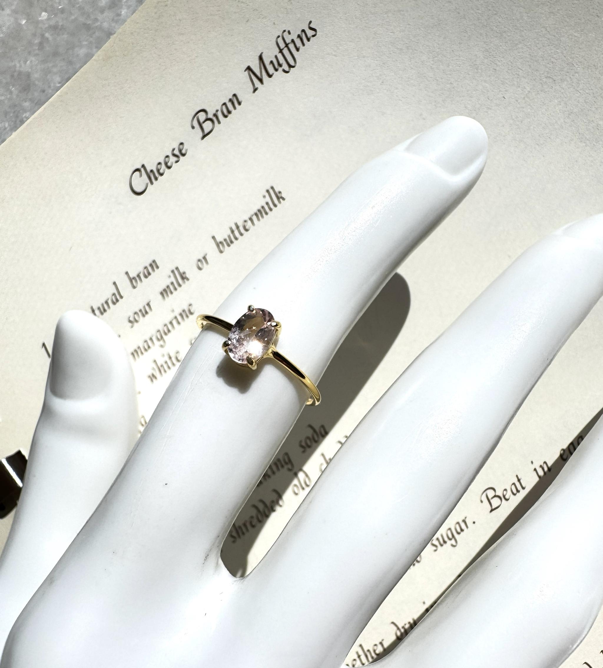 桜色モルガナイト ネックレス＆リングセット｜6×4mm｜モザンビーク産｜春限定2点｜K18ゴールドコーティング | 8枚目