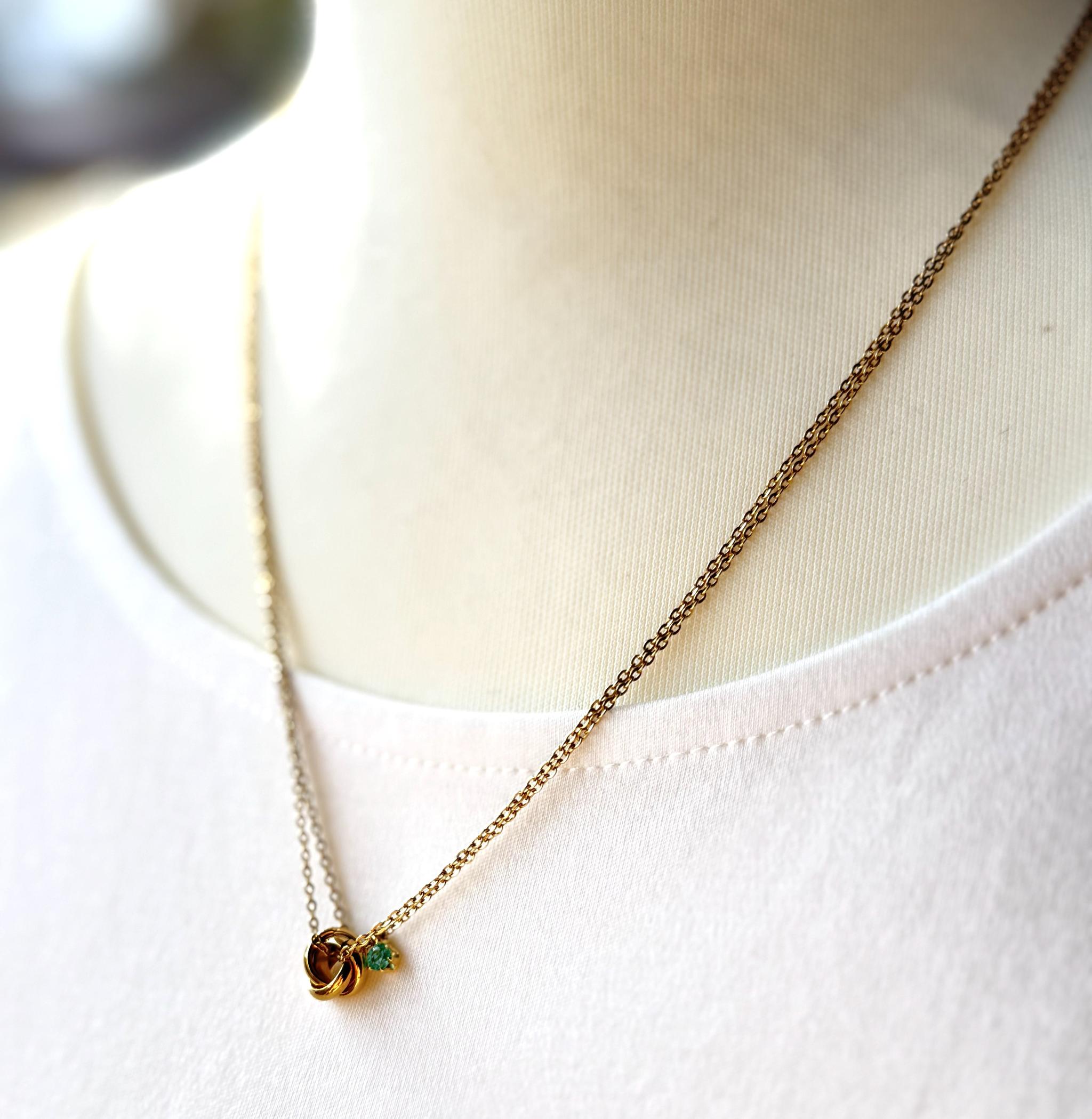 One Gem trinity｜Natural Emerald｜5月の守護石ネックレス｜選べる長さ｜SUS316L | 10枚目