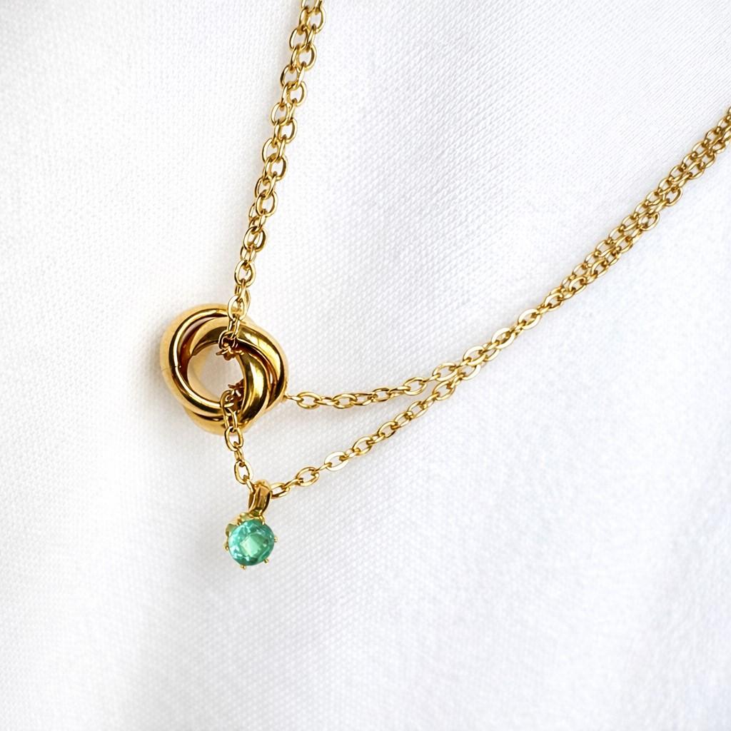 One Gem trinity｜Natural Emerald｜5月の守護石ネックレス｜選べる長さ｜SUS316L | 3枚目