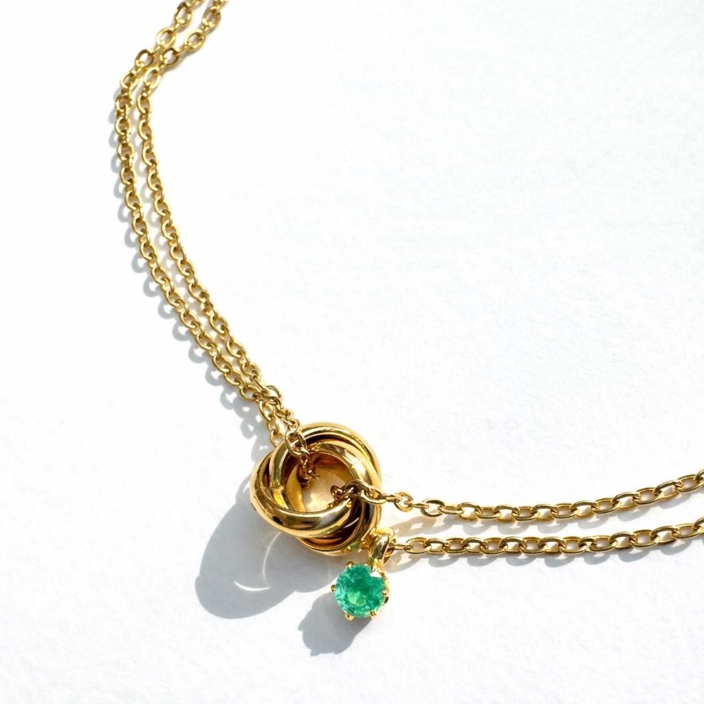 One Gem trinity｜Natural Emerald｜5月の守護石ネックレス｜選べる長さ｜SUS316L | 4枚目