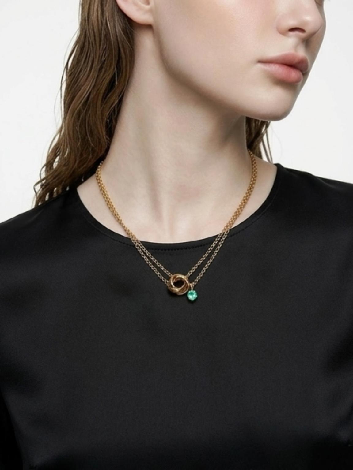 One Gem trinity｜Natural Emerald｜5月の守護石ネックレス｜選べる長さ｜SUS316L | 6枚目