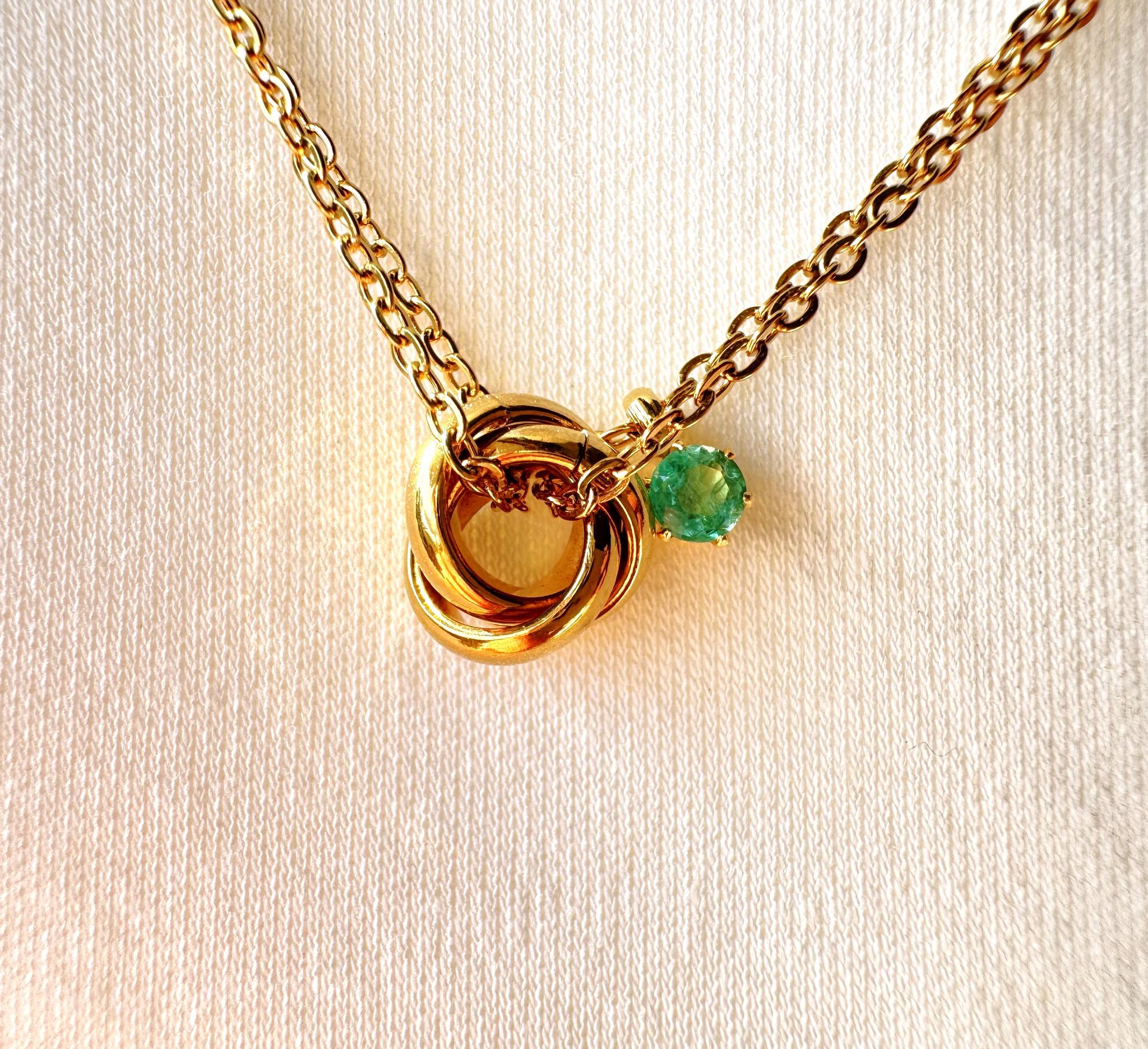 One Gem trinity｜Natural Emerald｜5月の守護石ネックレス｜選べる長さ｜SUS316L | 7枚目