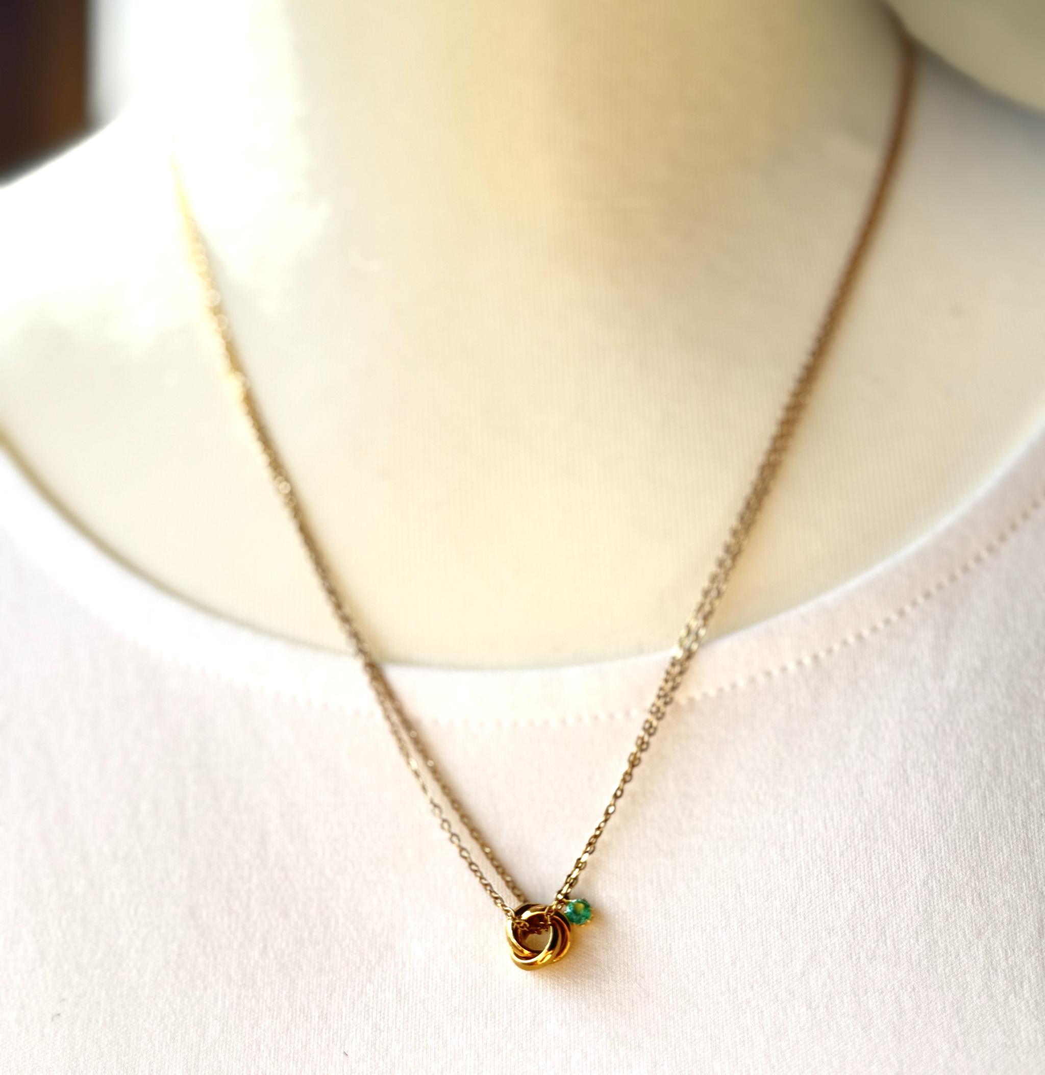 One Gem trinity｜Natural Emerald｜5月の守護石ネックレス｜選べる長さ｜SUS316L | 9枚目