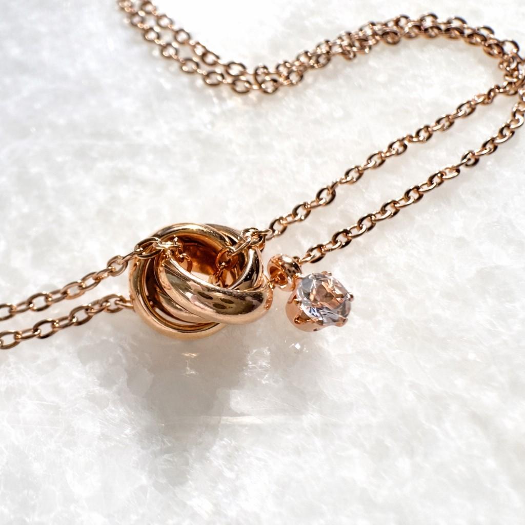 One Gem Trinity Natural Morganite｜天然モルガナイト×トリニティネックレス｜4月誕生石 | 5枚目