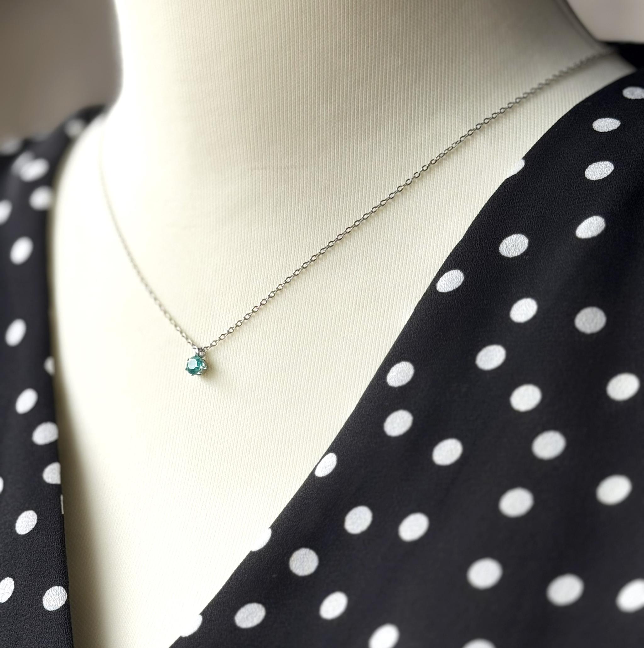 YAG ネオンブルー 一粒ネックレス 4mm｜パライバカラー 人工宝石 サージカルステンレス（長さ選択可） | 15枚目
