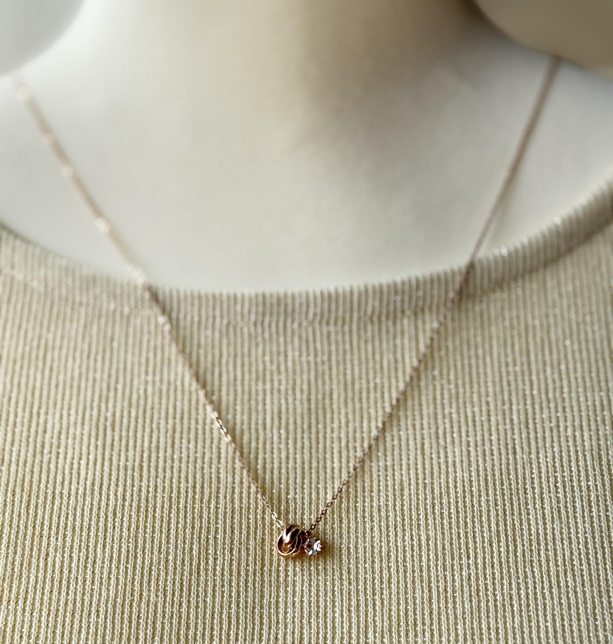 Morganite Trinity Necklace 天然モルガナイト 4mm ナイジェリア産 AAAA SUS316L | 11枚目