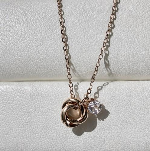 Morganite Trinity Necklace 天然モルガナイト 4mm ナイジェリア産 AAAA SUS316L | 3枚目