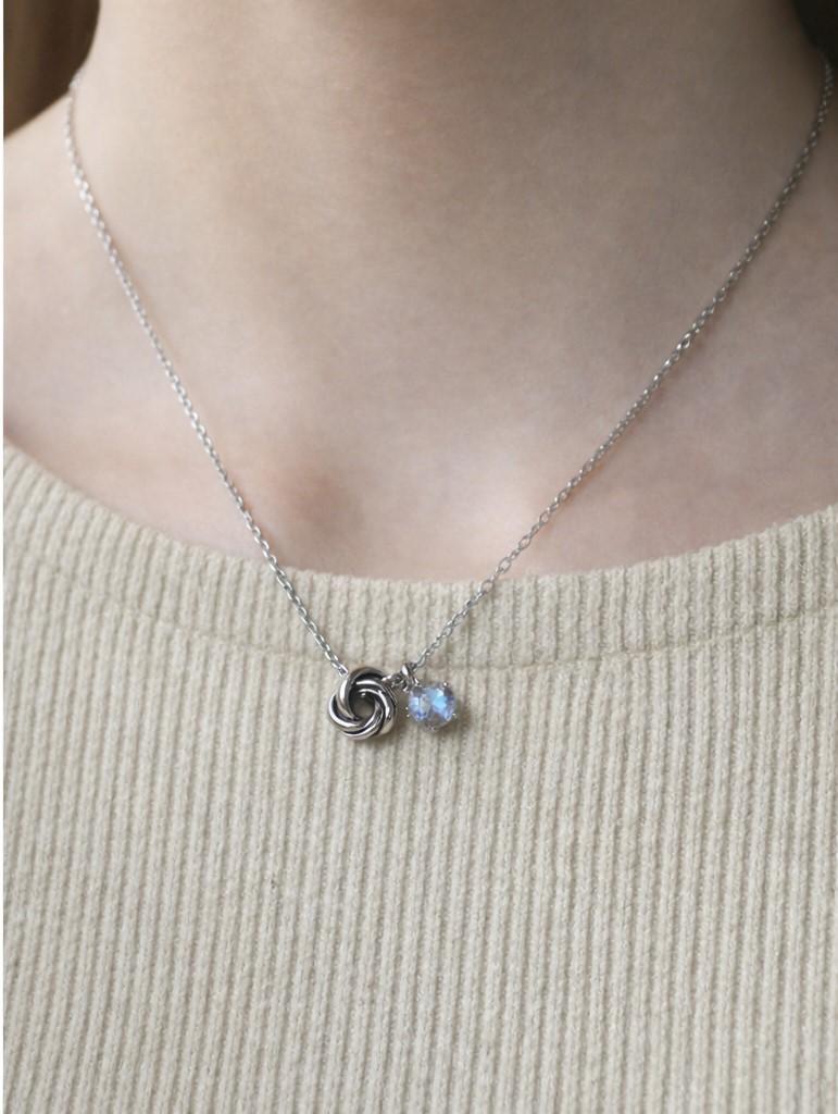 Rainbow Moonstone Trinity Necklace 宝石質AAA レインボームーンストーン CZ追加可 | 5枚目