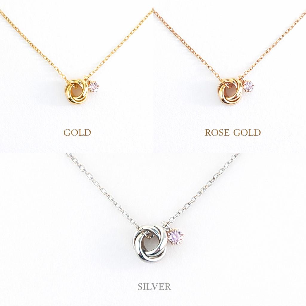 Rainbow Moonstone Trinity Necklace 宝石質AAA レインボームーンストーン CZ追加可 | 7枚目