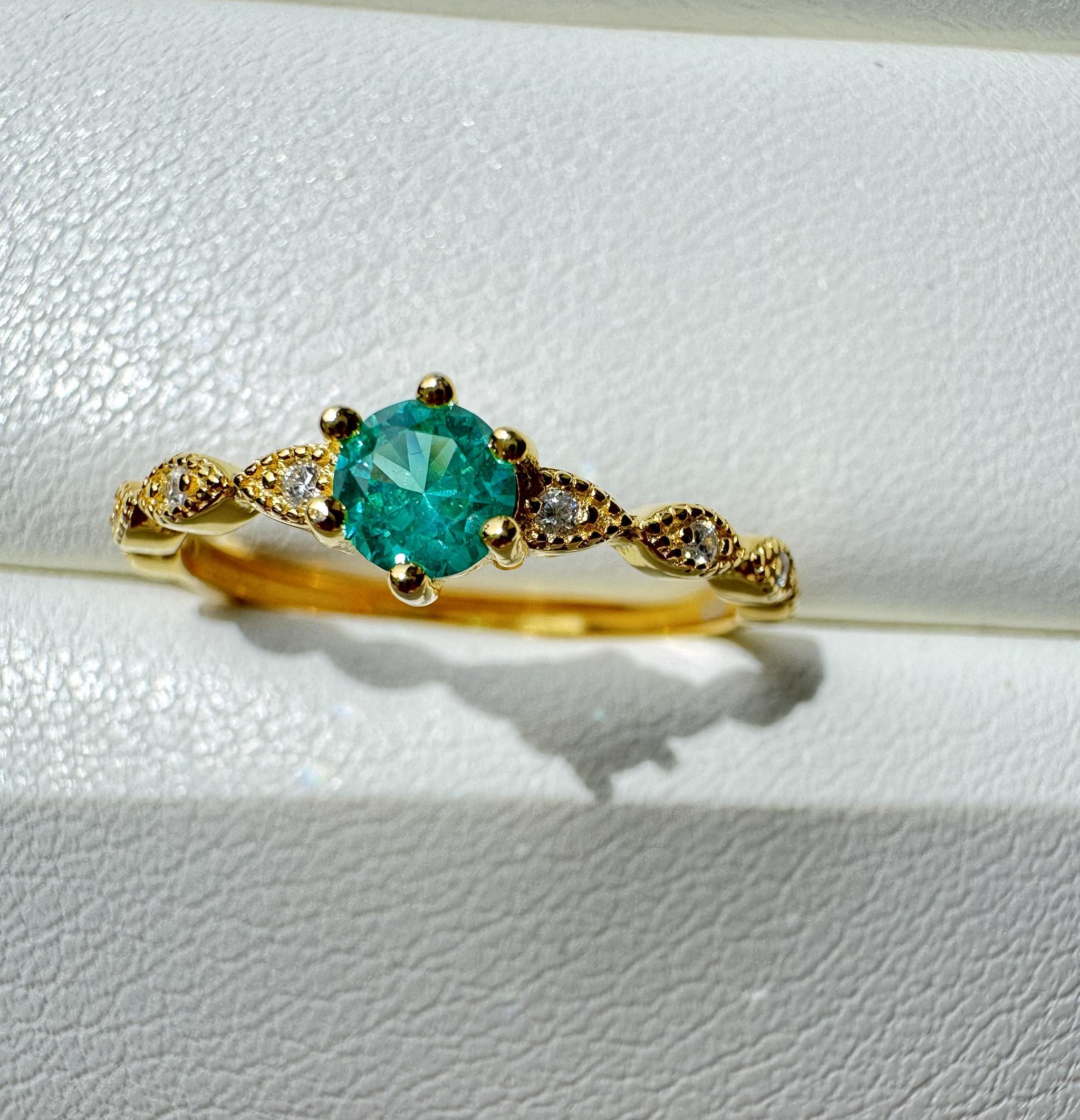 Lumen Caeruleo｜YAG Paraiba 4mm アンティークツイストリング S925 カラー/サイズ選択可