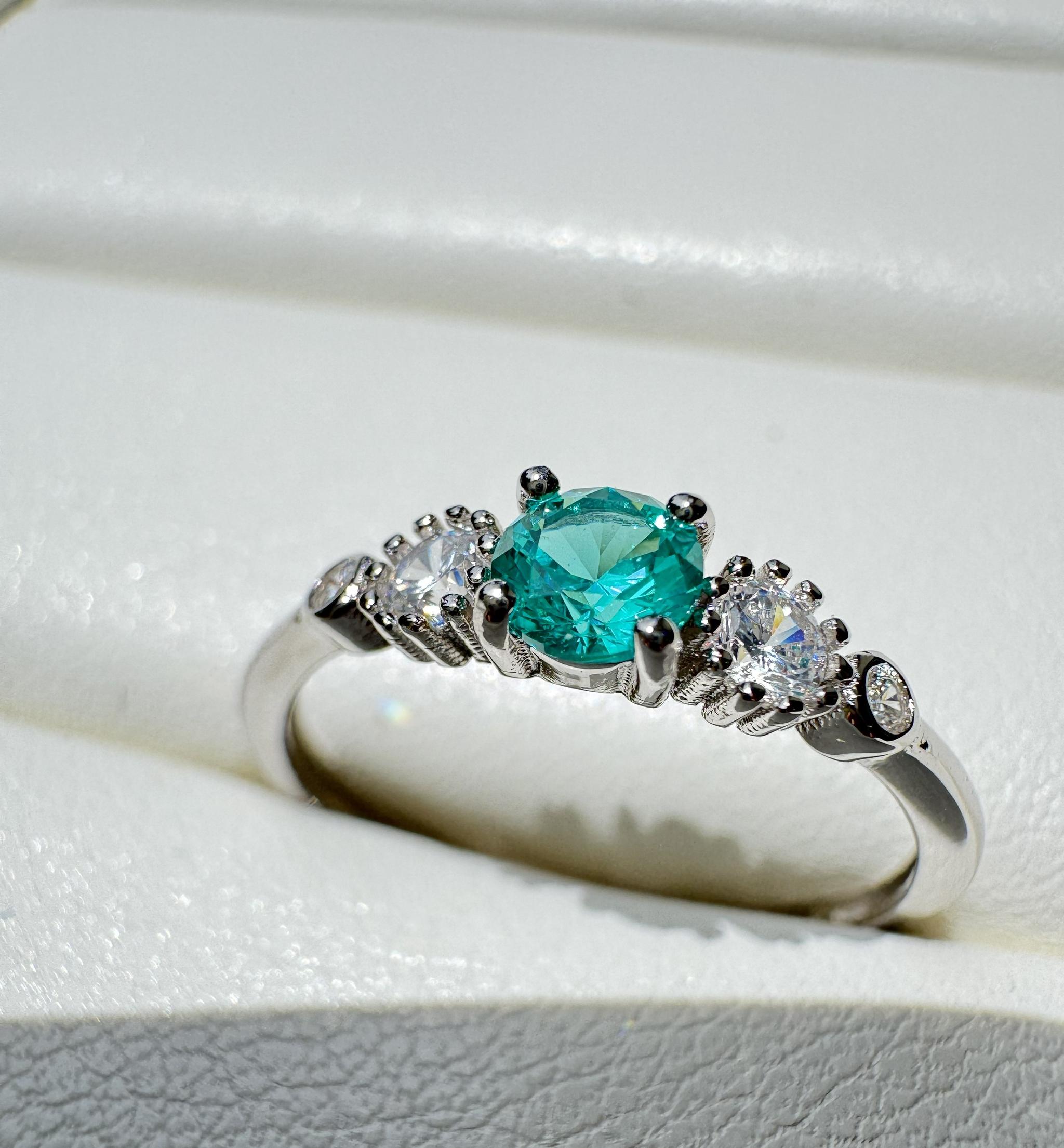 Lumen Caeruleo｜YAG Paraiba 4mm ネオンブルーリング｜シルバー / ローズG｜サイズ指定可
