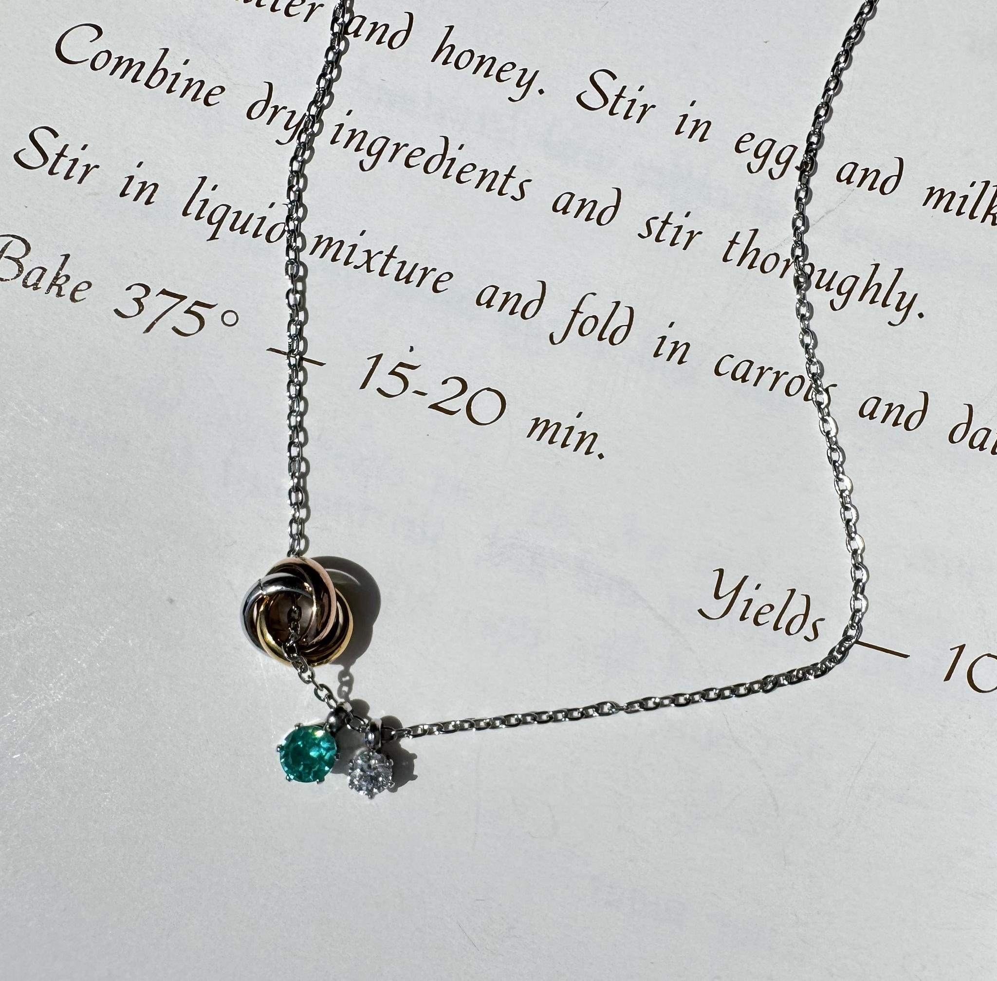 Lumen Caeruleo｜YAG Paraiba Trinity Necklace ネオンブルーの輝き CZチャーム | 7枚目