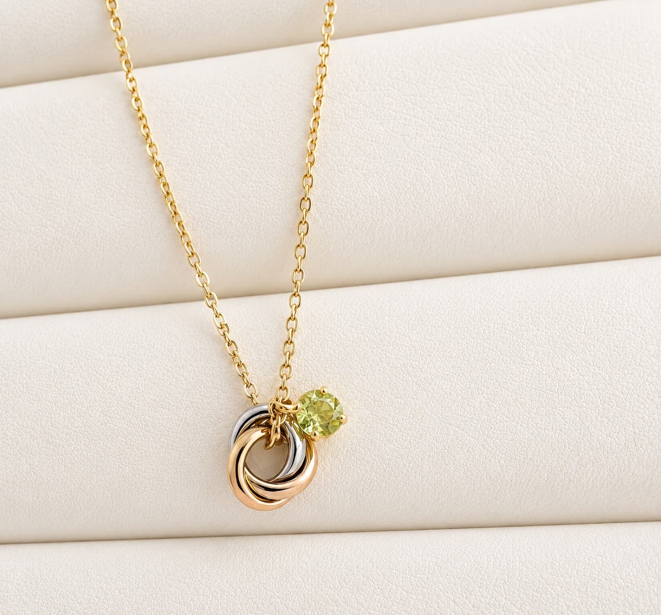 Peridot Trinity Necklace 宝石質AAAアリゾナ産ペリドット 4mm 8月誕生石 CZ追加可 | 6枚目