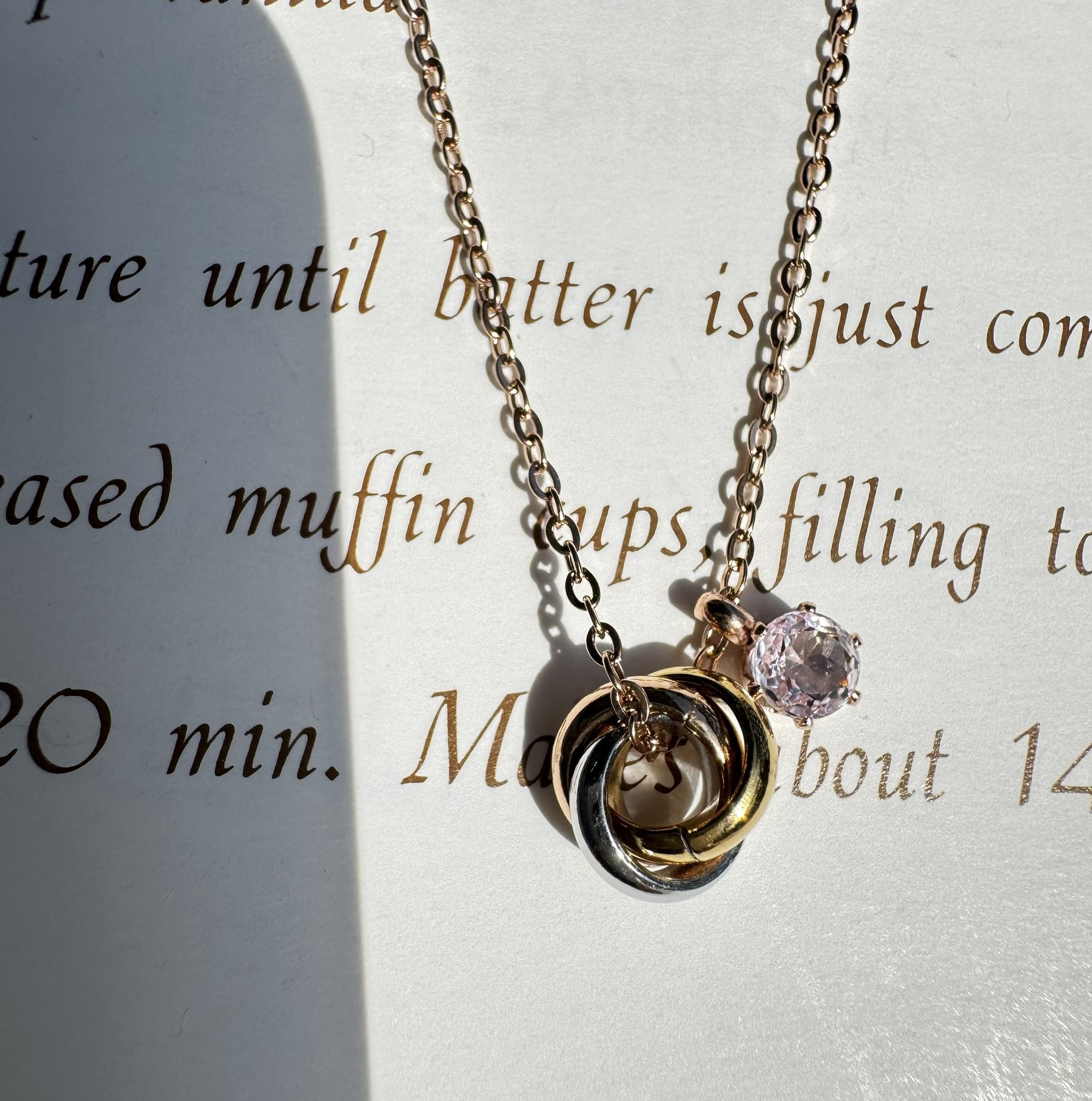 Kunzite Trinity Necklace 宝石質AAAアフガニスタン産クンツァイト 4mm 9月誕生石 | 12枚目