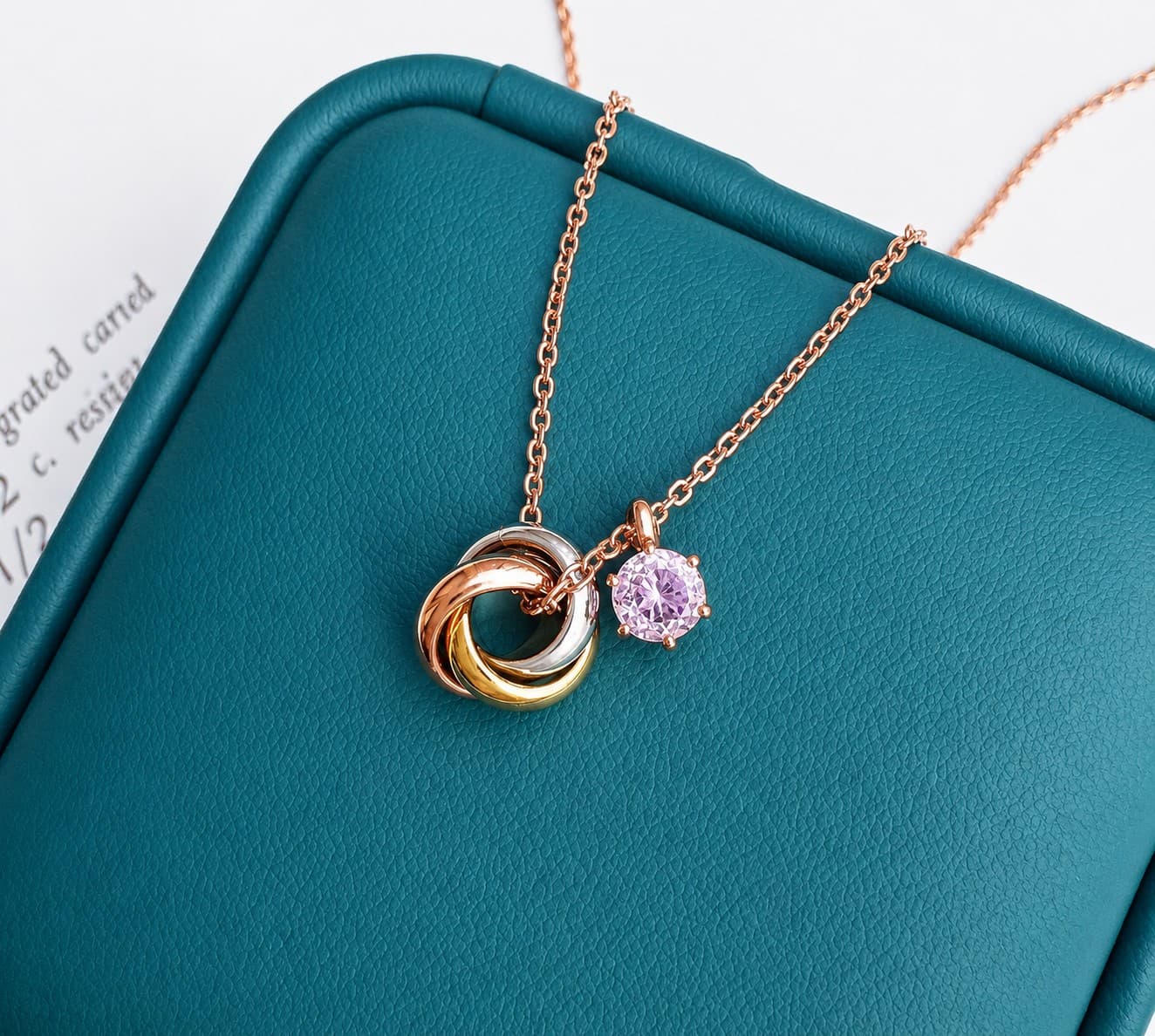Kunzite Trinity Necklace 宝石質AAAアフガニスタン産クンツァイト 4mm 9月誕生石 | 2枚目