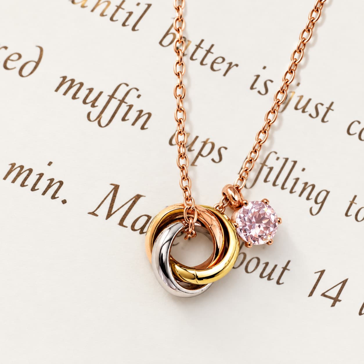 Kunzite Trinity Necklace 宝石質AAAアフガニスタン産クンツァイト 4mm 9月誕生石 | 3枚目