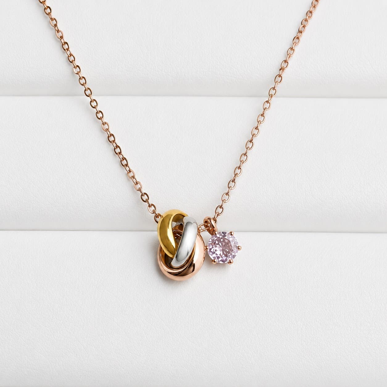 Kunzite Trinity Necklace 宝石質AAAアフガニスタン産クンツァイト 4mm 9月誕生石 | 4枚目