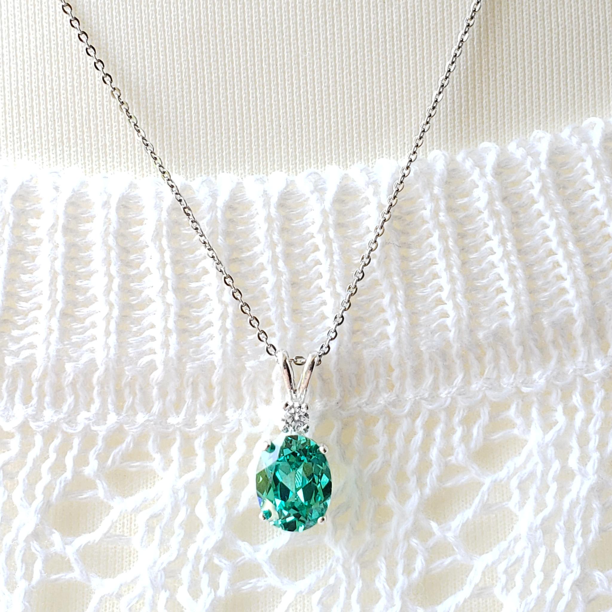 Sparkling☆ with mini stone  シルバー　ネックレス 人工パライバトルマリン　高炭素ダイヤモンド | 14枚目