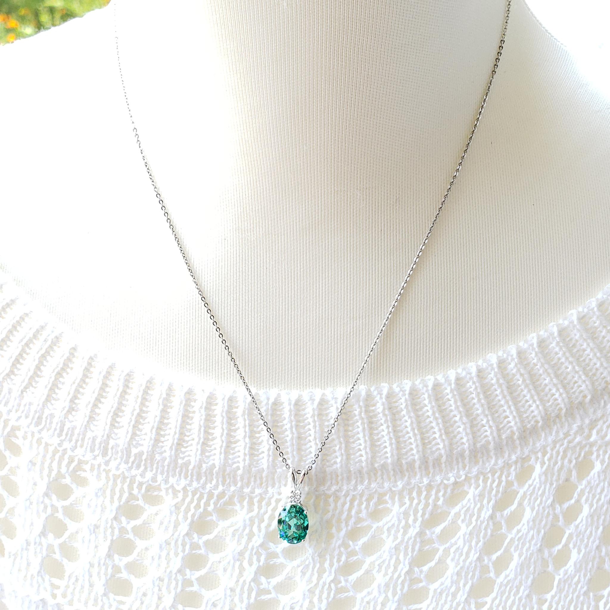 Sparkling☆ with mini stone  シルバー　ネックレス 人工パライバトルマリン　高炭素ダイヤモンド | 15枚目