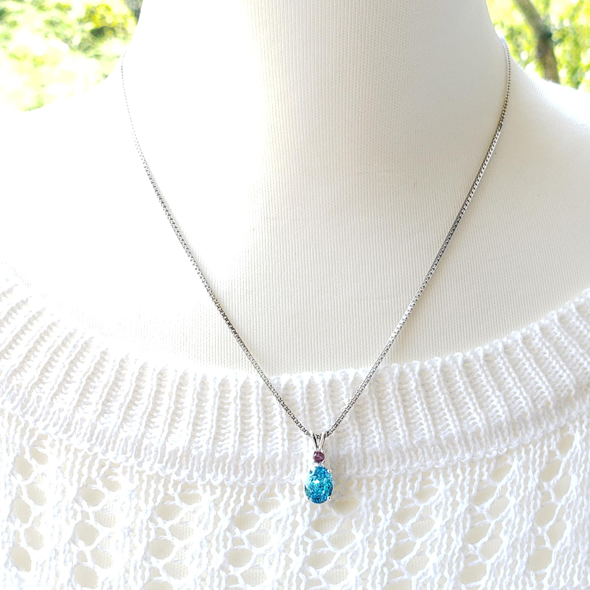 Sparkling☆ with mini stone  シルバー　ネックレス 人工パライバトルマリン　高炭素ダイヤモンド | 17枚目