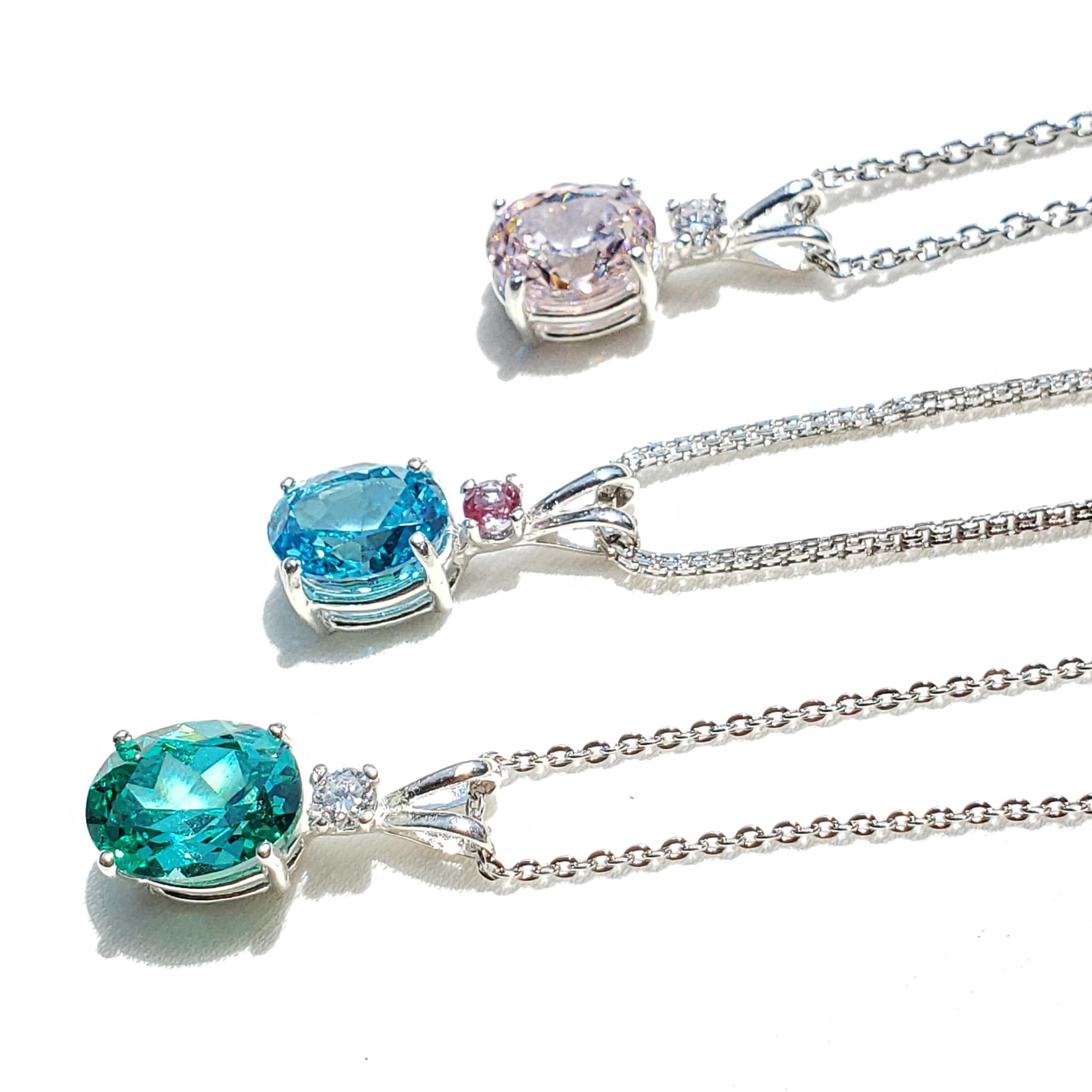 Sparkling☆ with mini stone  シルバー　ネックレス 人工パライバトルマリン　高炭素ダイヤモンド | 3枚目