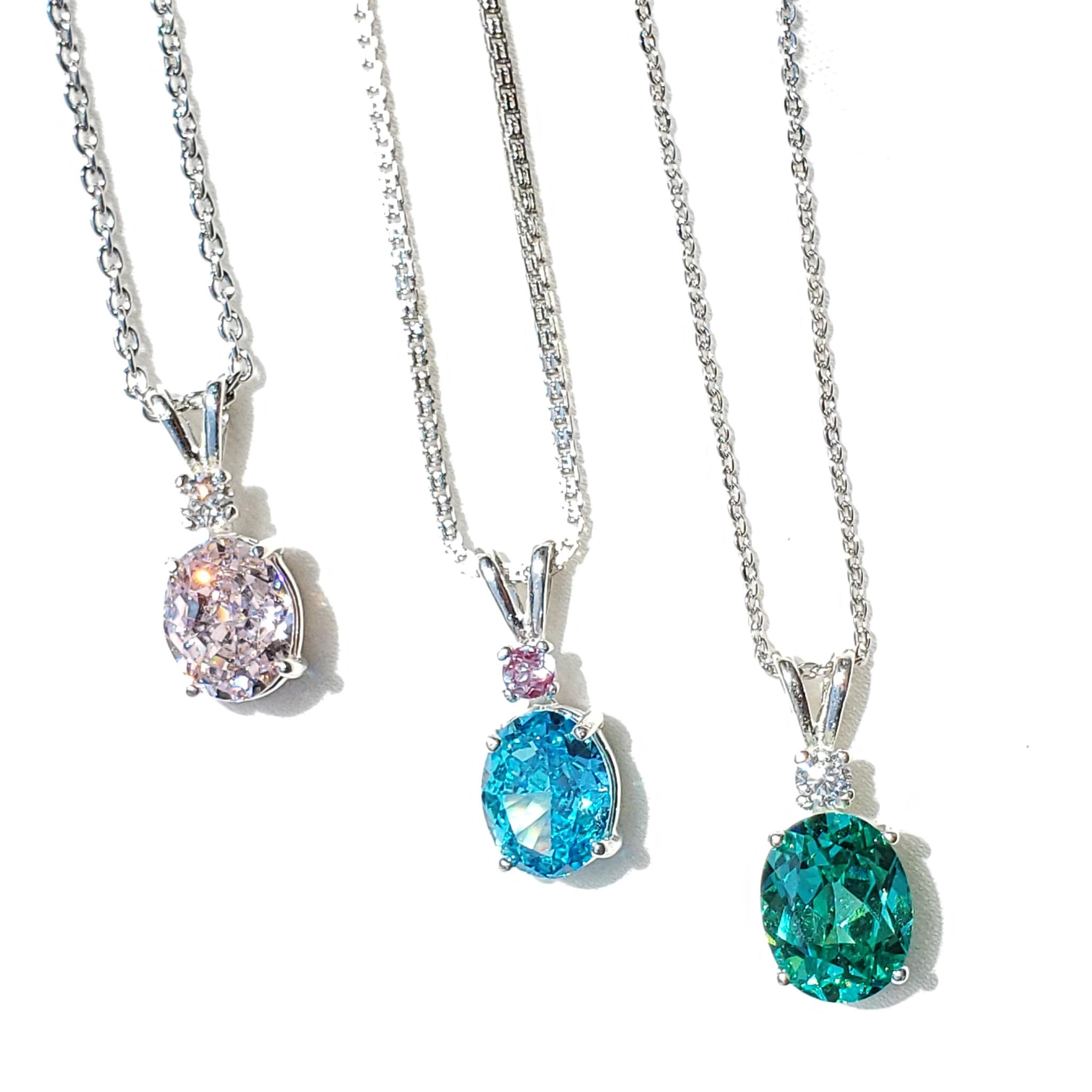 Sparkling☆ with mini stone  シルバー　ネックレス 人工パライバトルマリン　高炭素ダイヤモンド | 4枚目